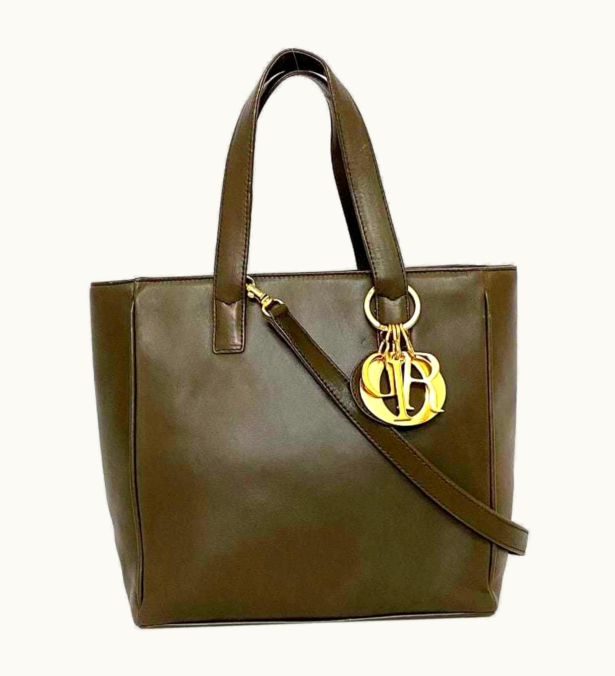 Dior Dior Christian Dior 2Way Bag Brown Cannage Handbag Leather Lambskin