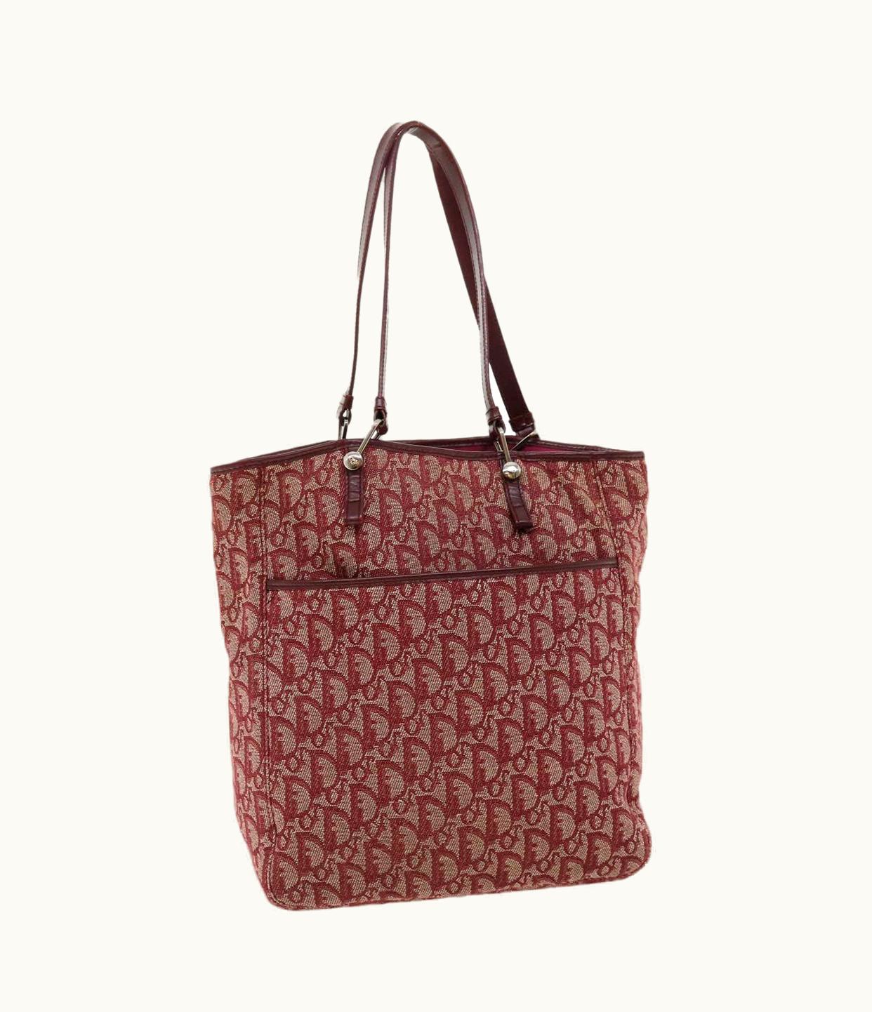 Dior Dior Christian Dior Trotter Canvas Tote Bag Red