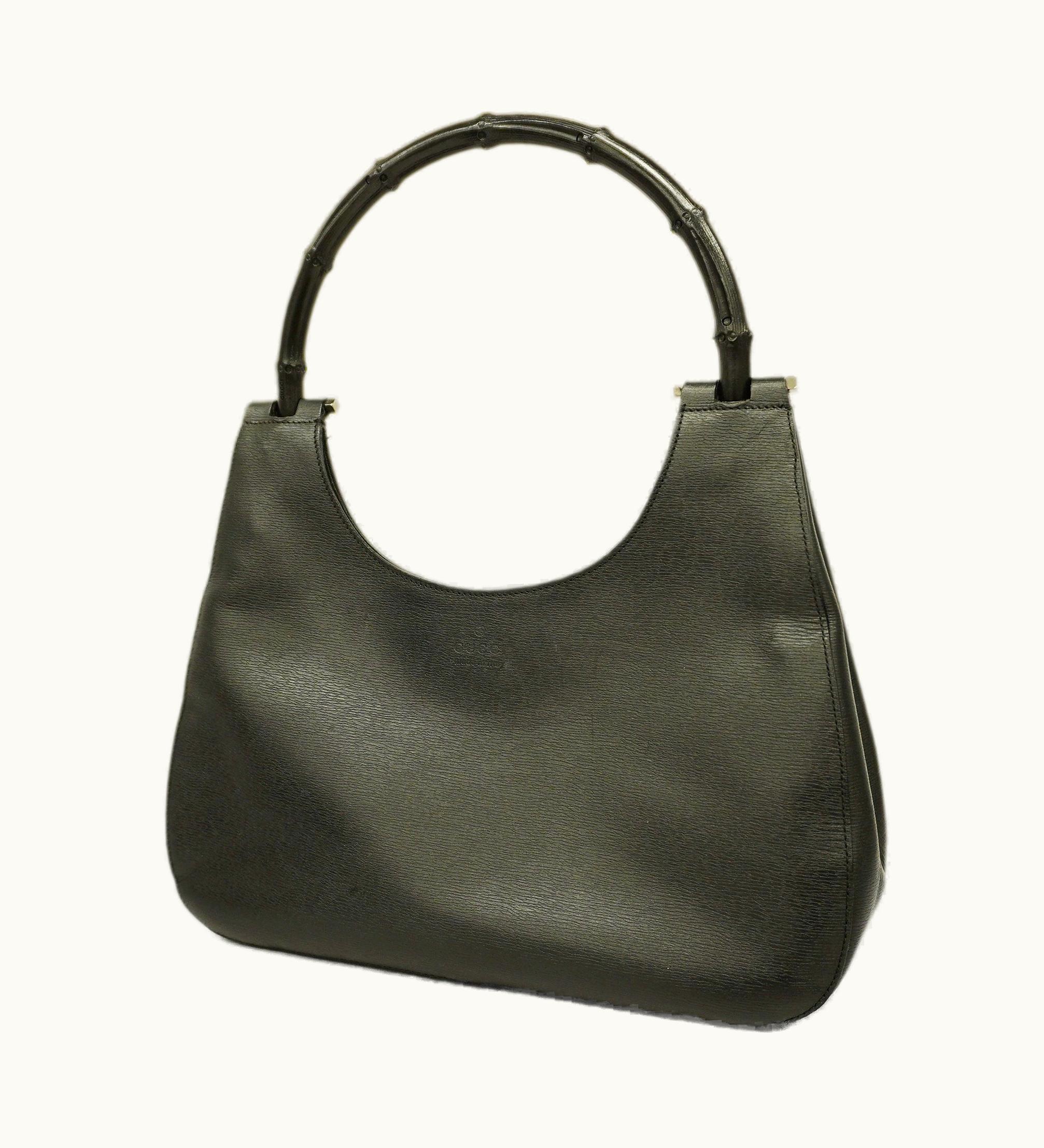 Gucci Gucci Bamboo Handbag 001 3739 Women's Leather Black