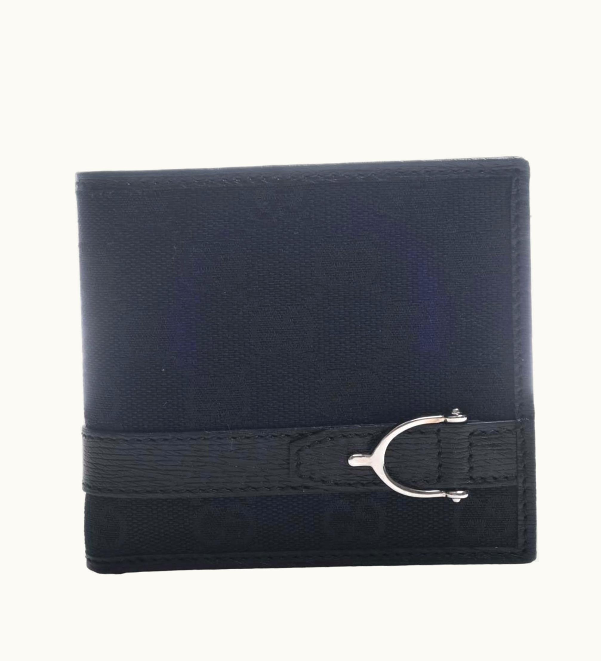 Gucci Gucci GG Canvas Belt Bifold Wallet 295610 Black Men's
