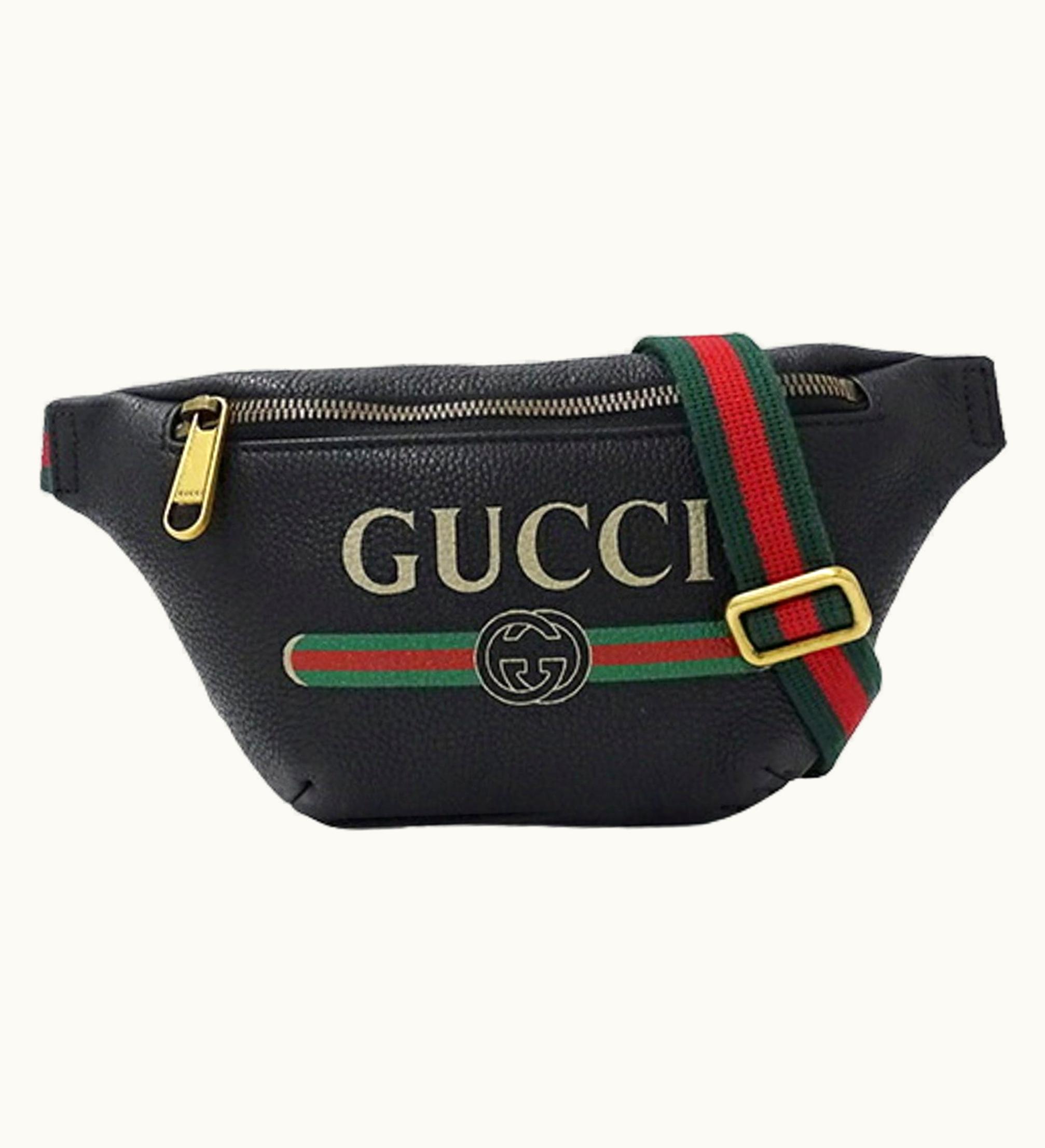 Gucci Gucci Bag Women's Men's Body Waist Sherry Print Small Belt Leather Black 527792
