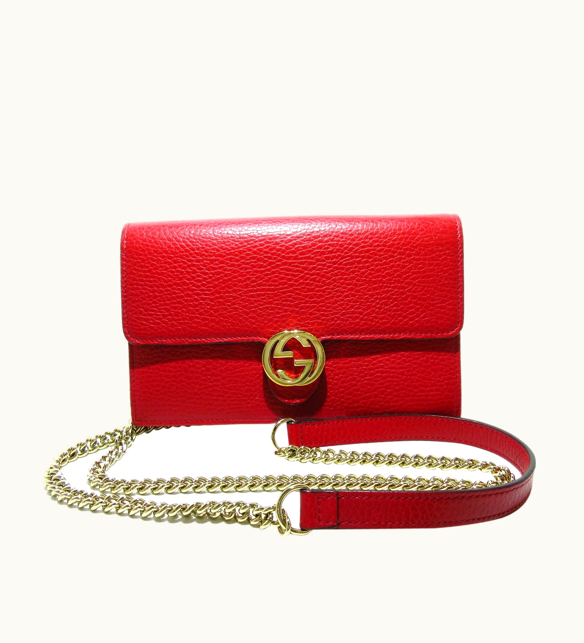 Gucci Gucci Dollar Interlocking G Wallet On Chain Crossbody Bag Black