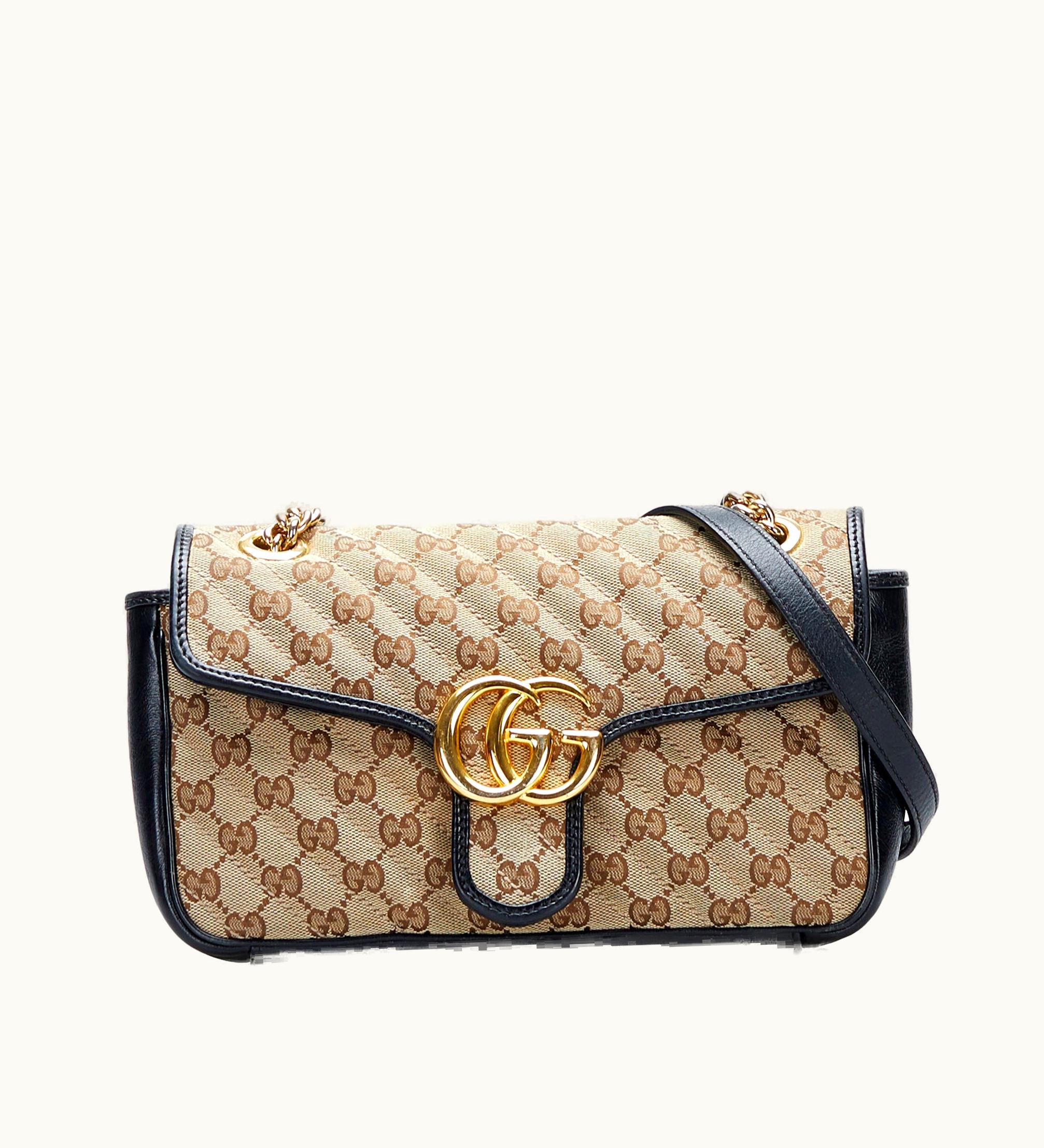Gucci Gucci GG Canvas Marmont Crossbody Brown