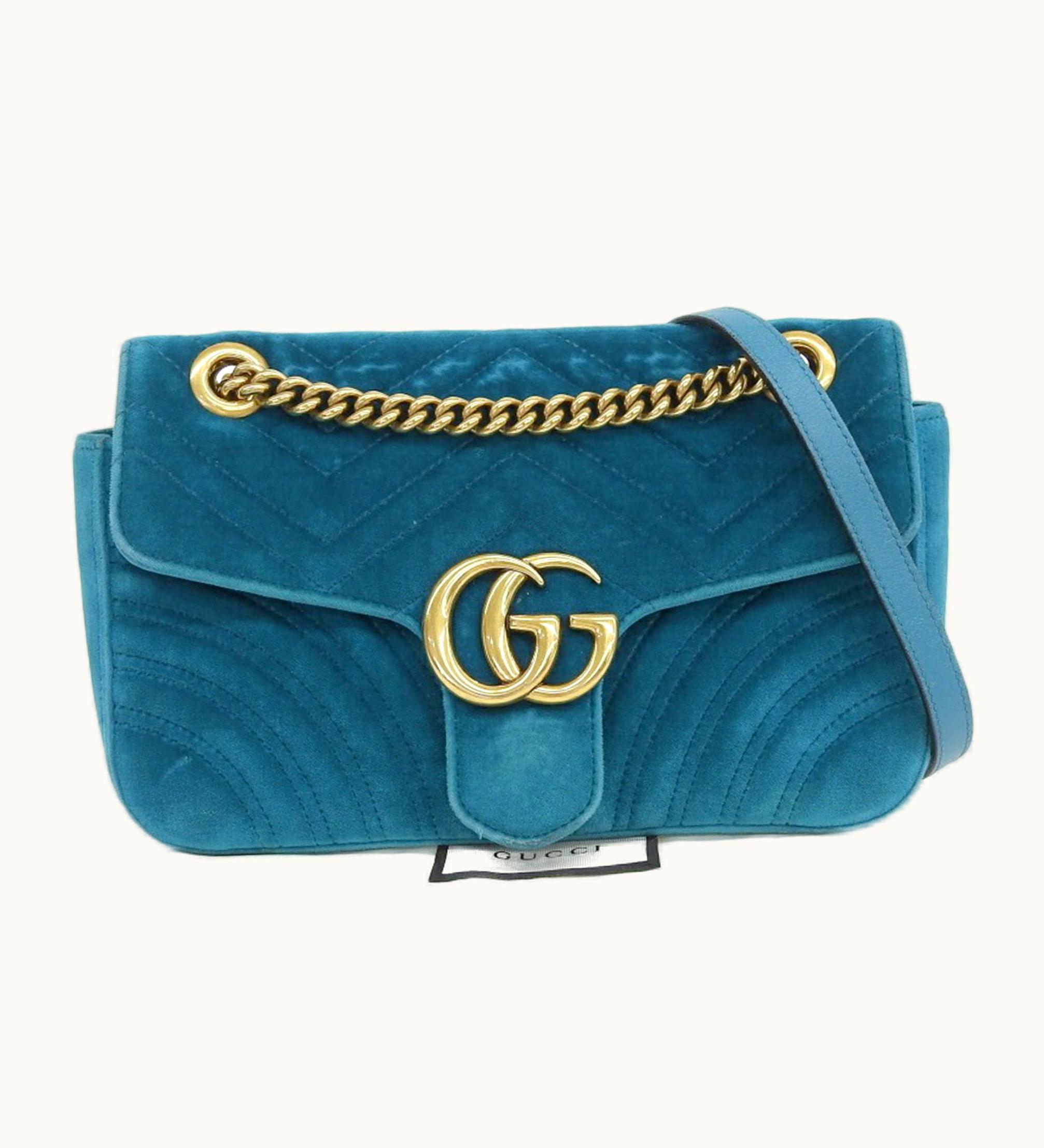 Gucci Gucci GG Marmont Velvet Suede Buckskin Heart Chain Shoulder Bag 443497 591693