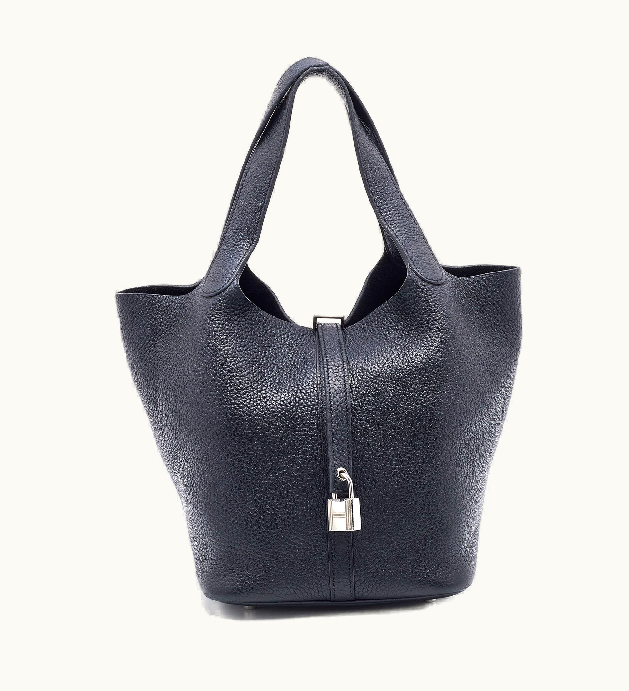 Hermès Hermès Black Taurillon Clemence Leather Palladium Finish Picotin Lock 22 Bag