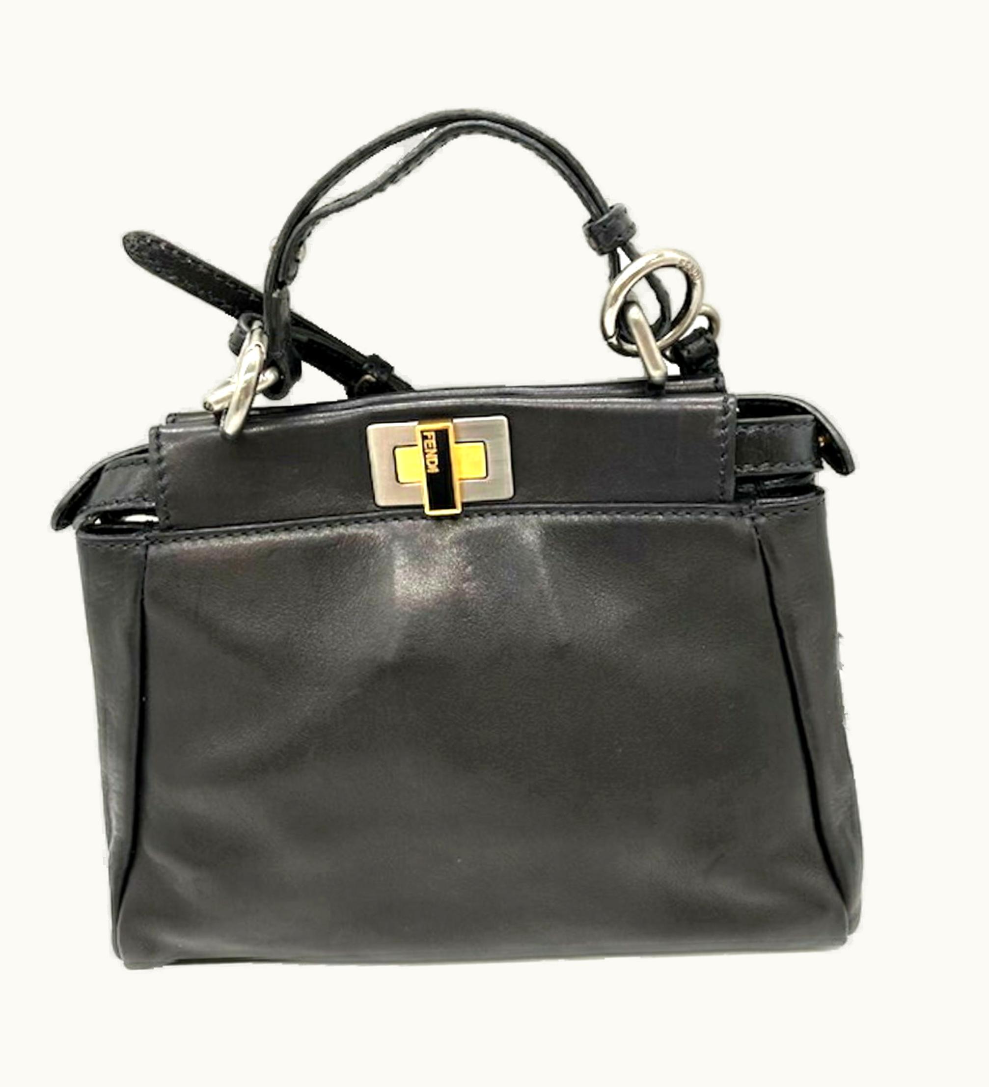 Fendi Fendi Peekaboo Leather Black 8Bn227 Shoulder Bag 2Way Handbag