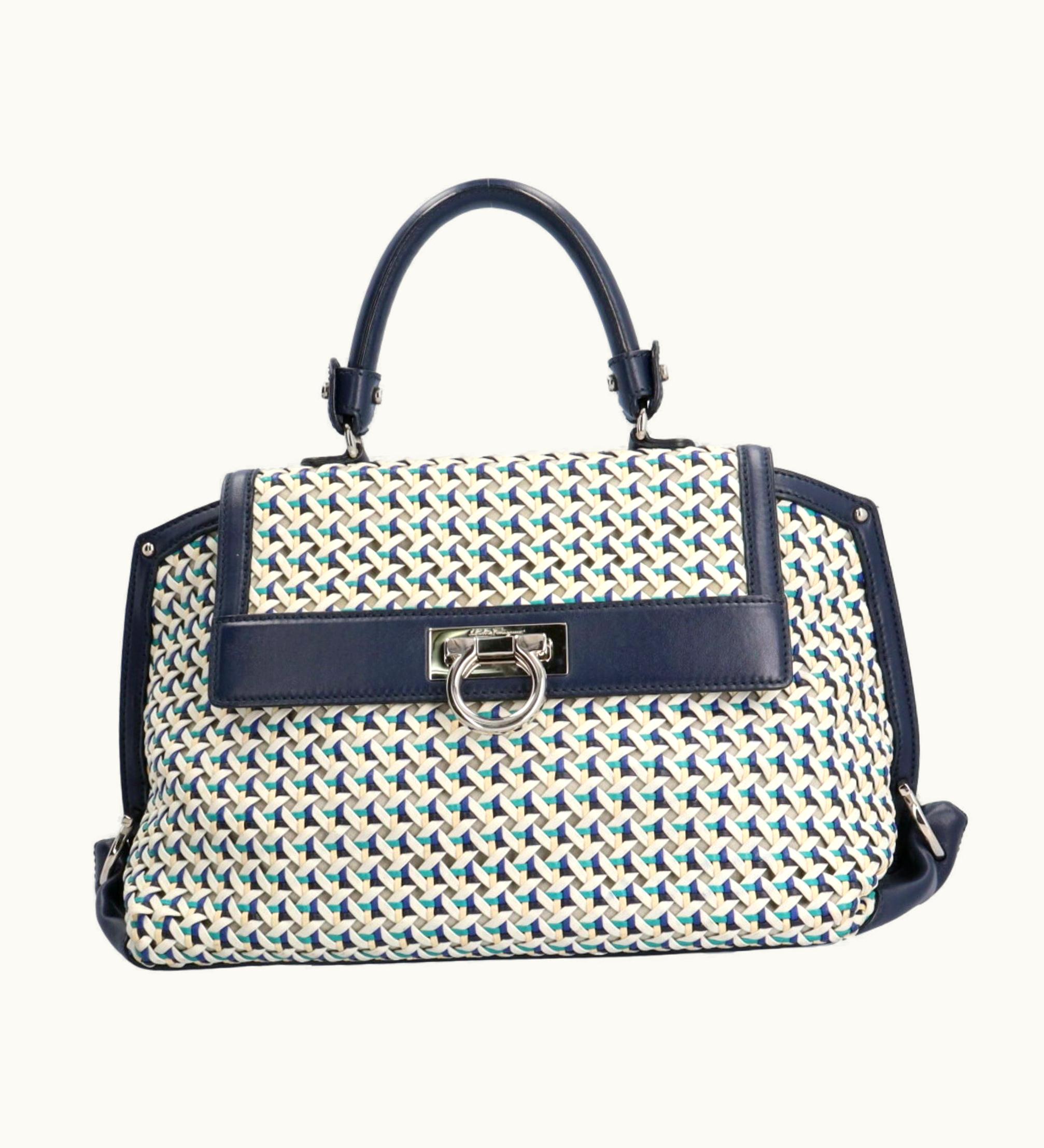 Salvatore Ferragamo Salvatore Ferragamo Handbag Leather Navy Ladies