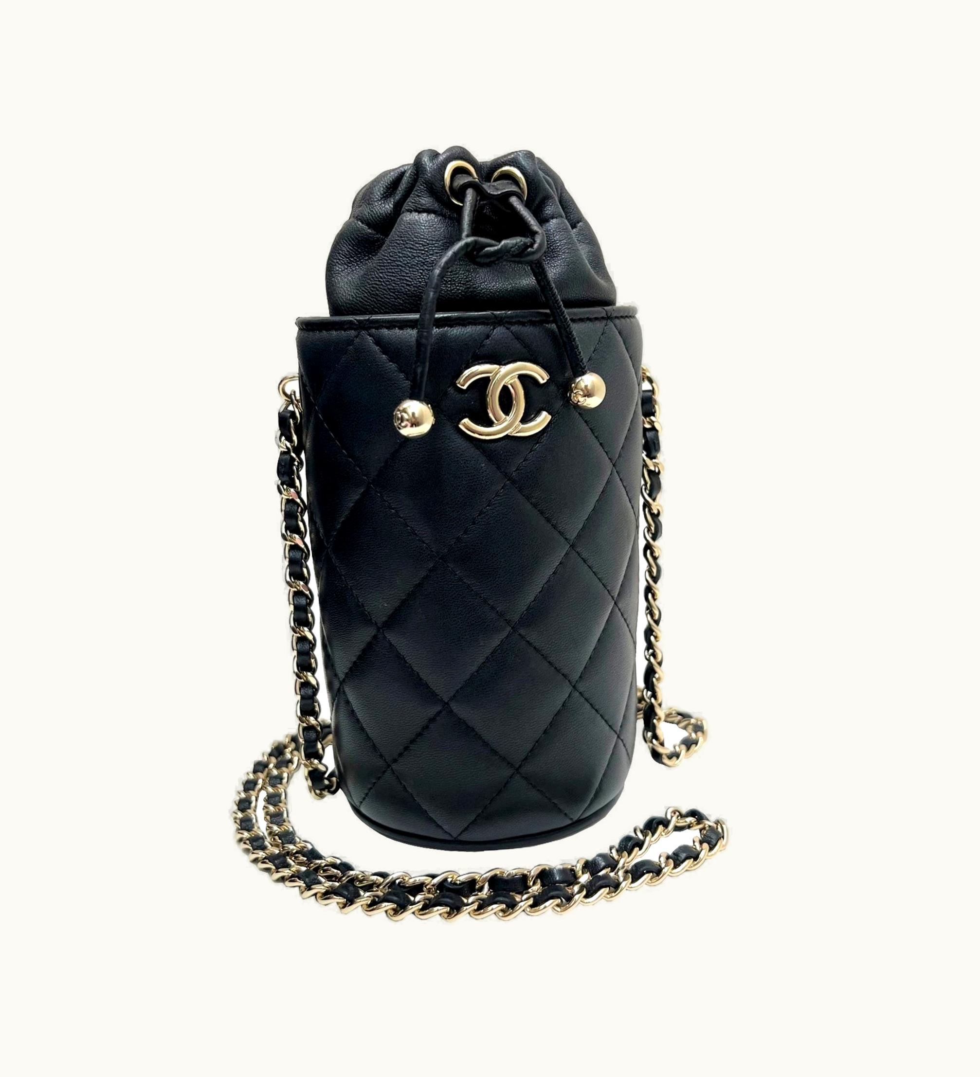 Chanel Chanel Bucket Shoulder Bag Chain Lambskin Black Gold 3 Ladies