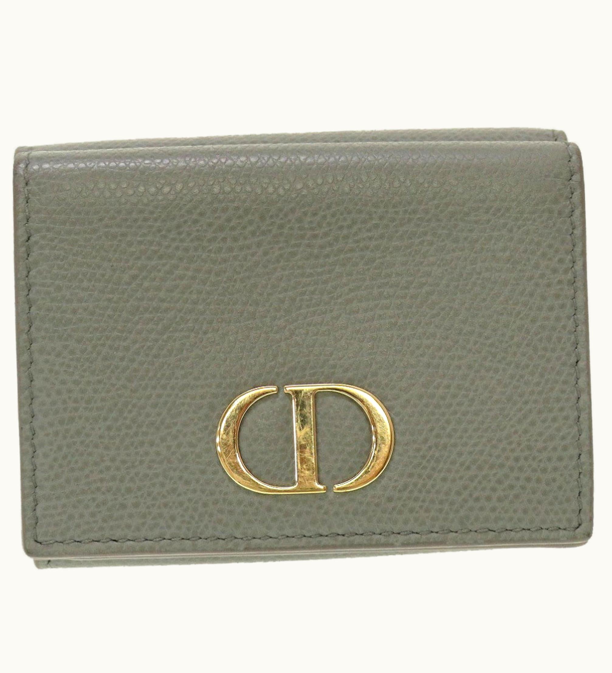 Dior Dior Christian Dior Leather Gray Trifold Wallet