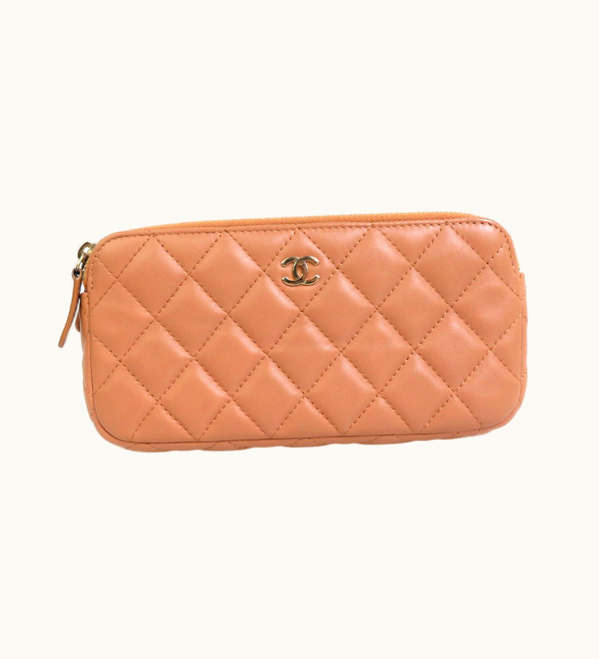 Chanel Chanel Wallet Chain Matelasse Leather/Metal Pink Brown/Gold Ladies