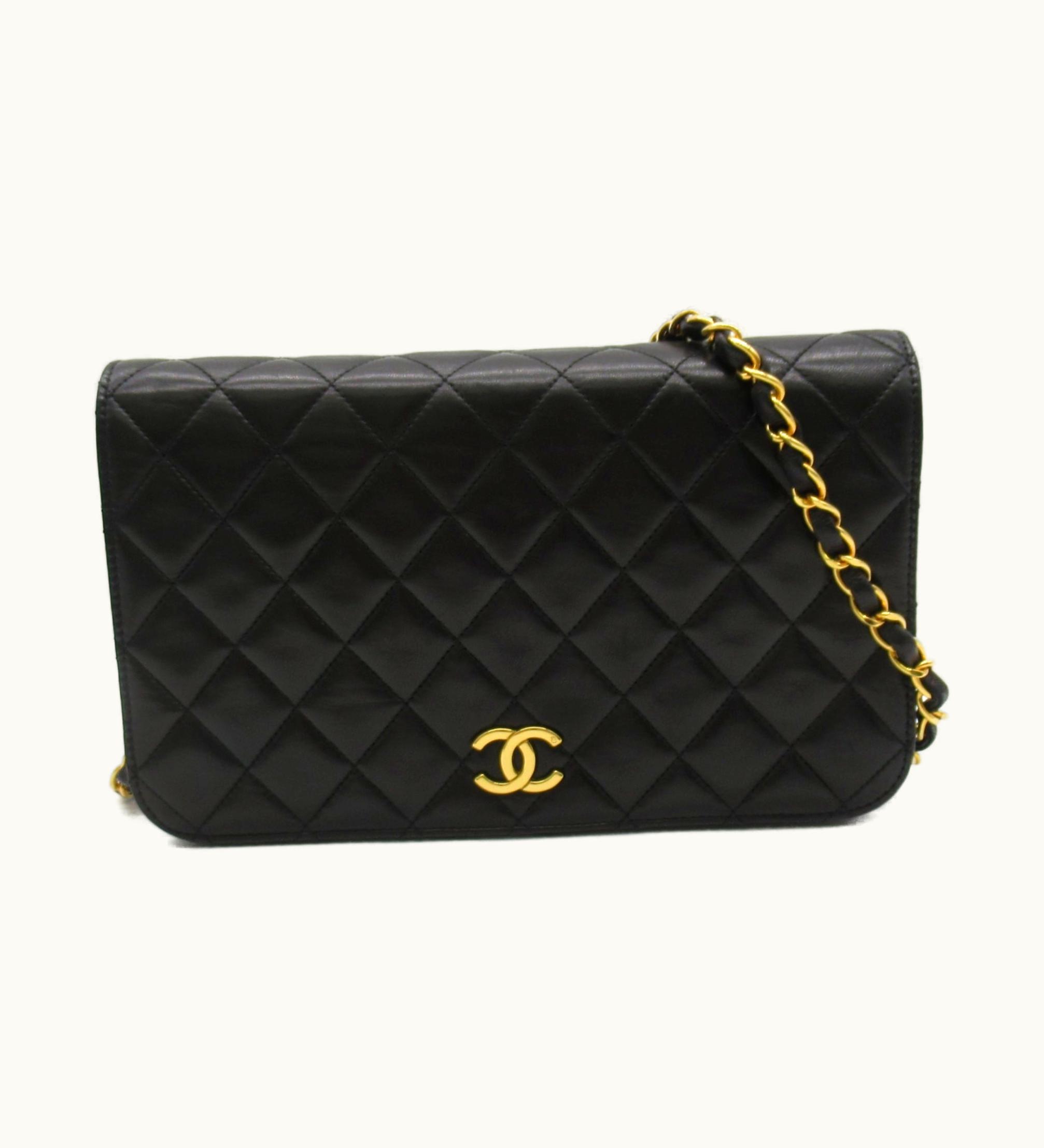 Chanel Chanel Matelasse Chain Shoulder Bag Black Lambskin