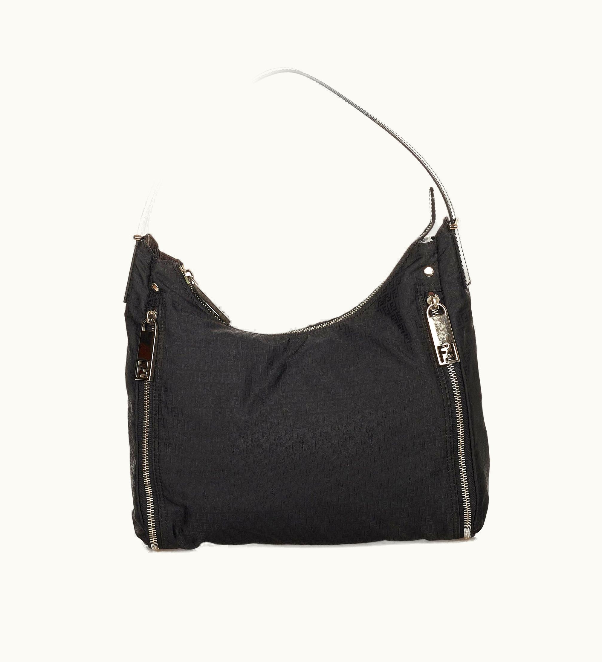 Fendi Fendi Zucchino Nylon Shoulder Bag Black