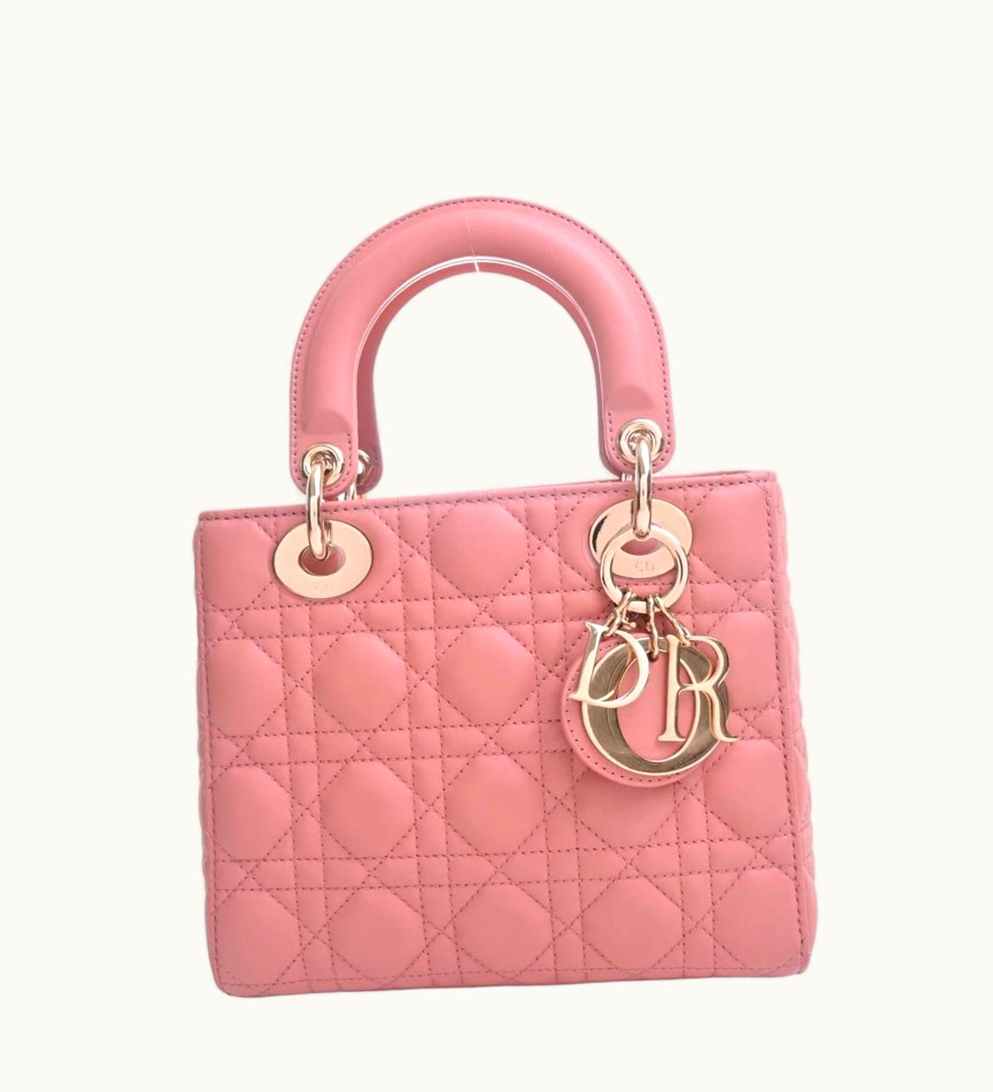 Dior Dior Christian Dior My Abc Dior My Lady Cannage Leather Handbag Pink Ladies