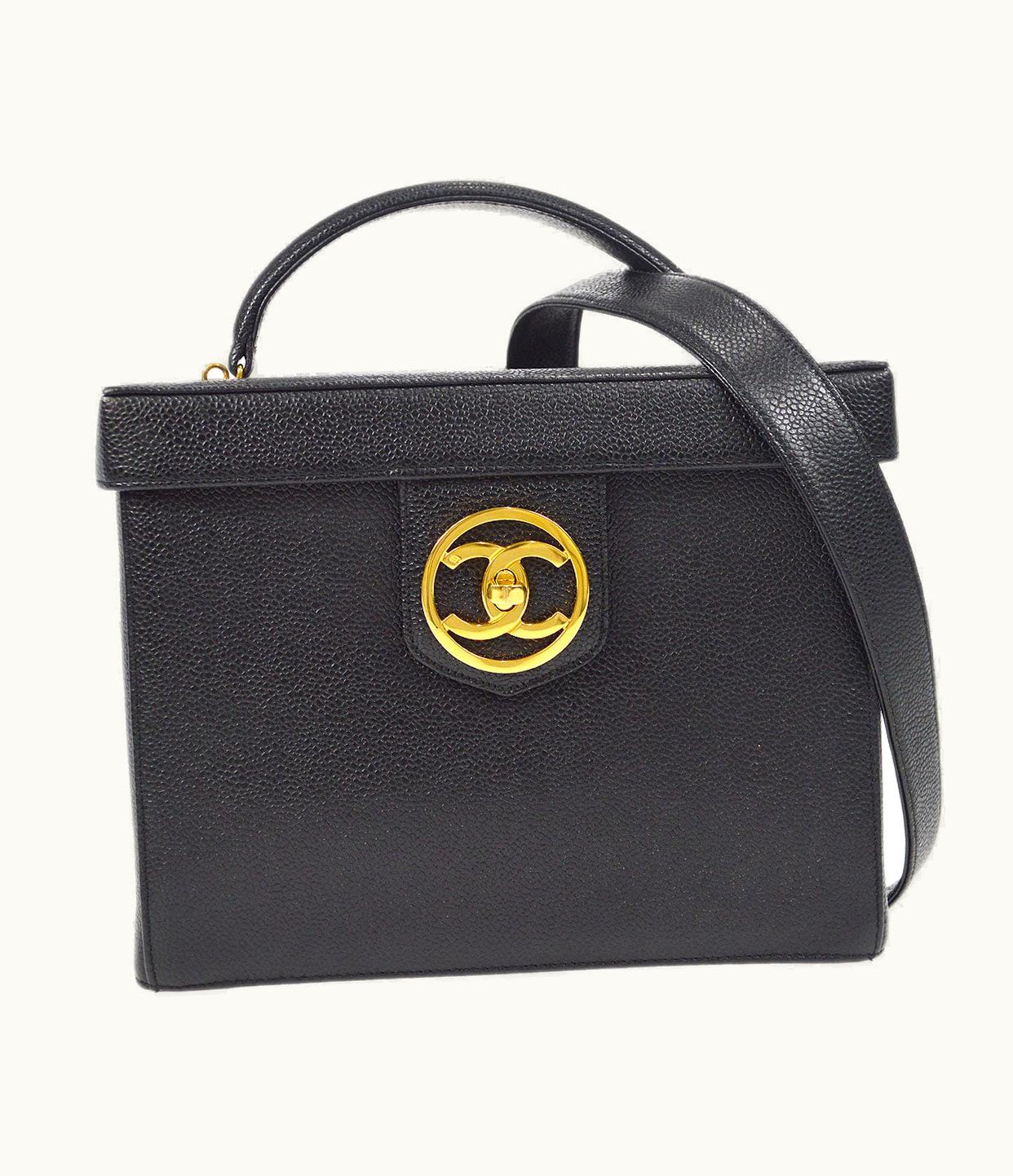 Chanel Chanel 2Way Cosmetic Vanity Shoulder Handbag Black Caviar 58150