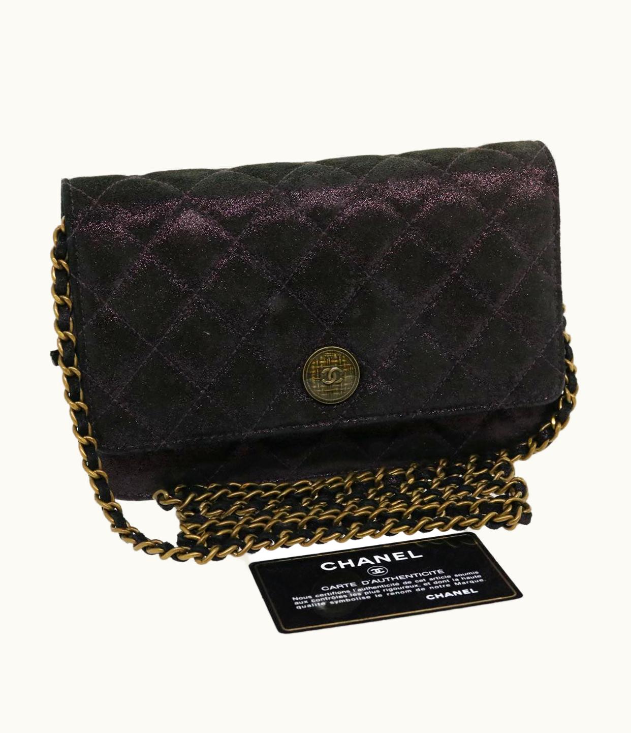 Chanel Chanel Matrasse Chain Shoulder Bag Satin Purple CC