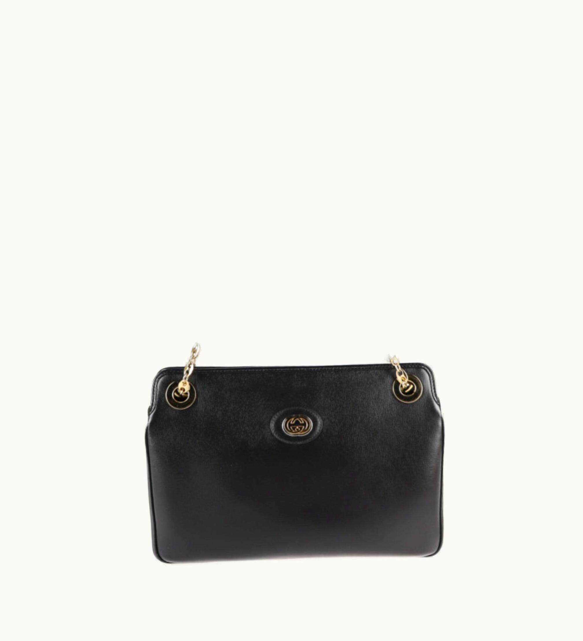 Gucci Gucci Marina Shoulder Bag 576422 Leather Black Chain