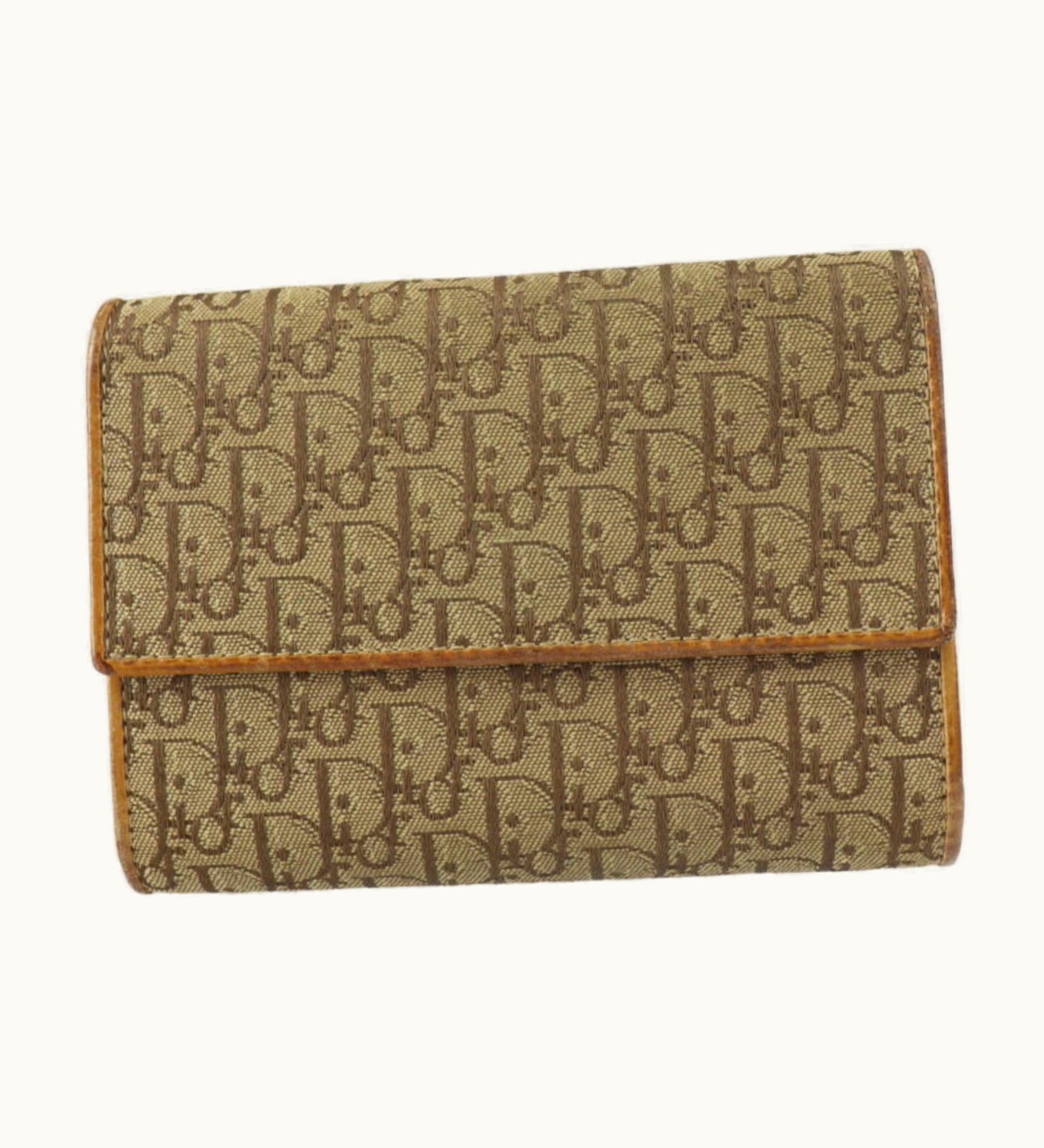 Dior Dior Christian Dior Trotter Tri-Fold Wallet Fjd43023 Canvas Leather Brown Compact