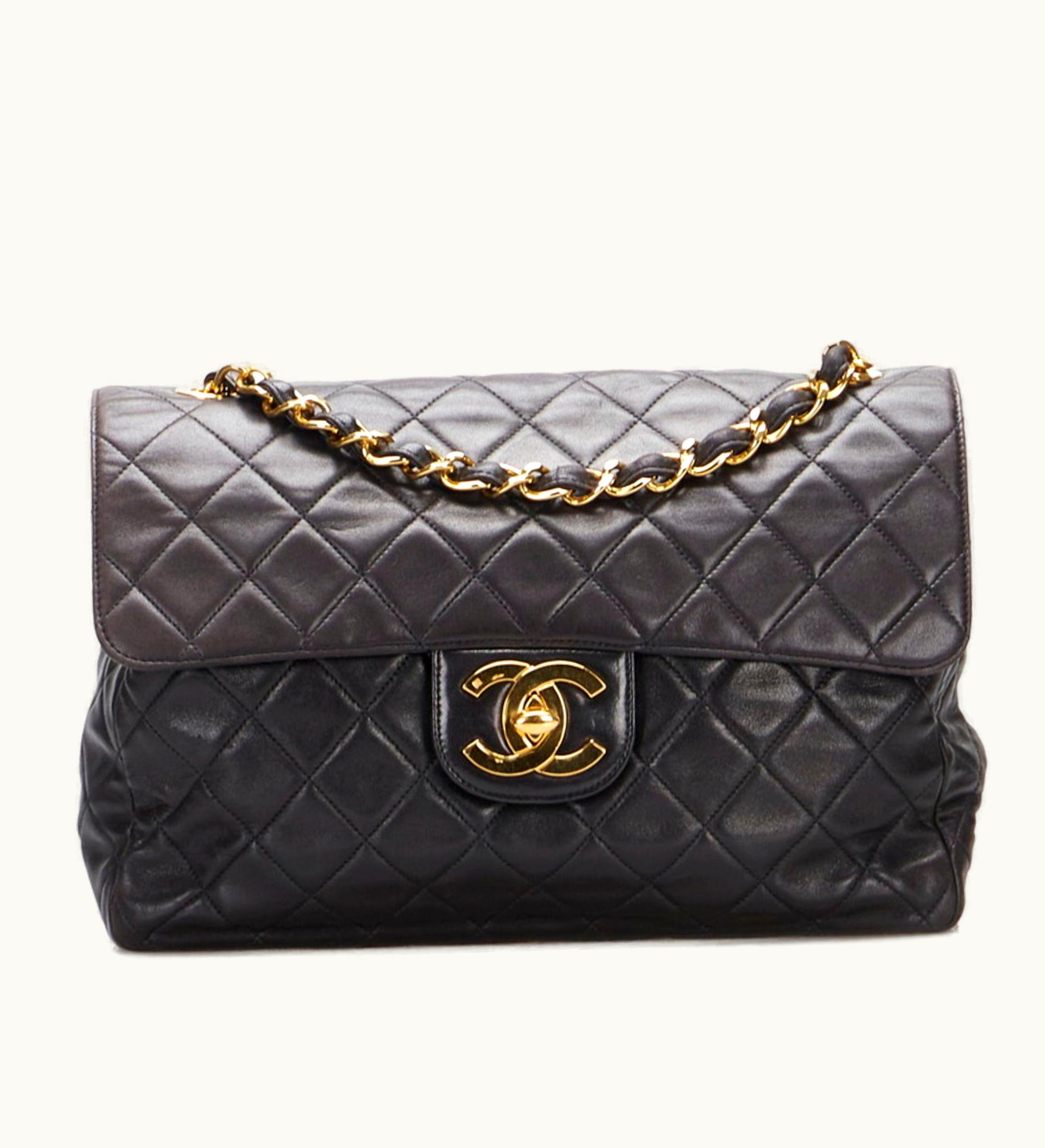 Chanel Chanel Big Matrasse Single Flap Chain Shoulder Bag Black Lambskin Ladies
