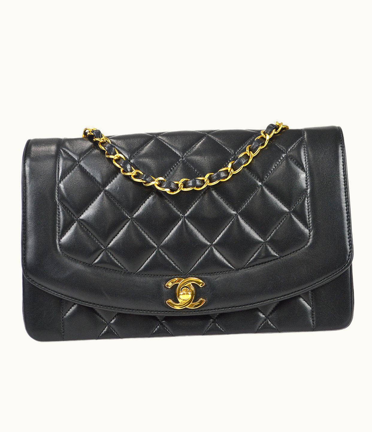 Chanel Chanel Medium Diana Chain Shoulder Bag Black Lambskin 97552
