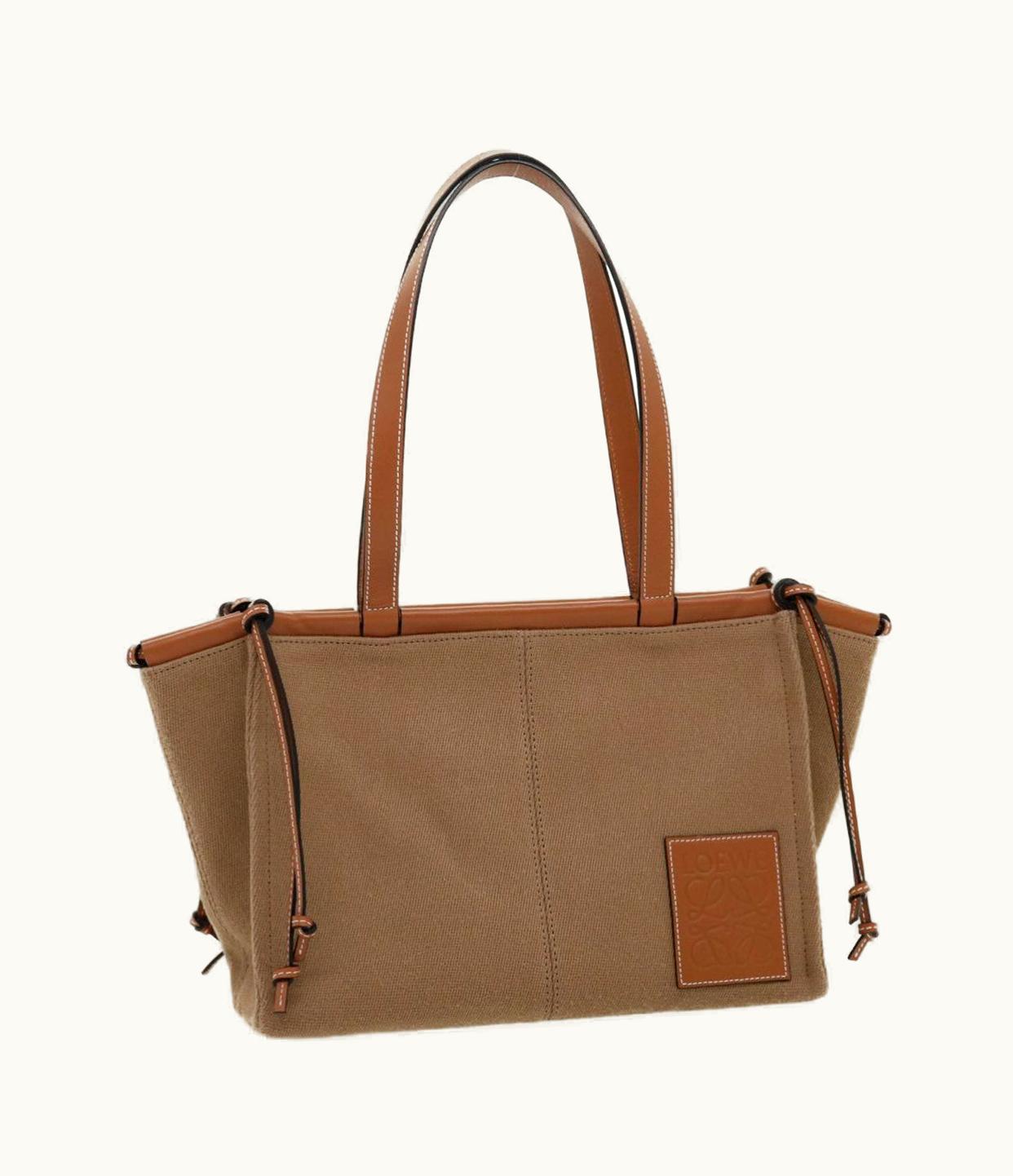Loewe Loewe Cushion Tote Tote Bag Canvas Leather Brown