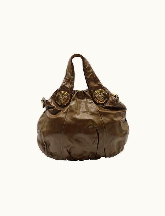 Gucci Gucci Vintage Dark Brown Hobo Bag With Golden Elements