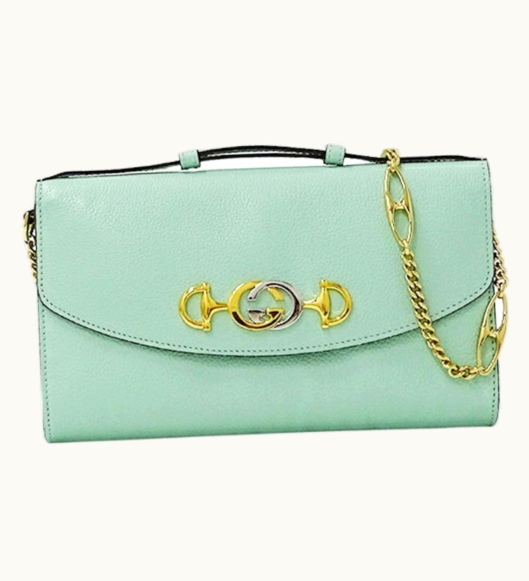 Gucci Gucci Bag Ladies Handbag Shoulder Chain Zumi Leather Mint Green 572375