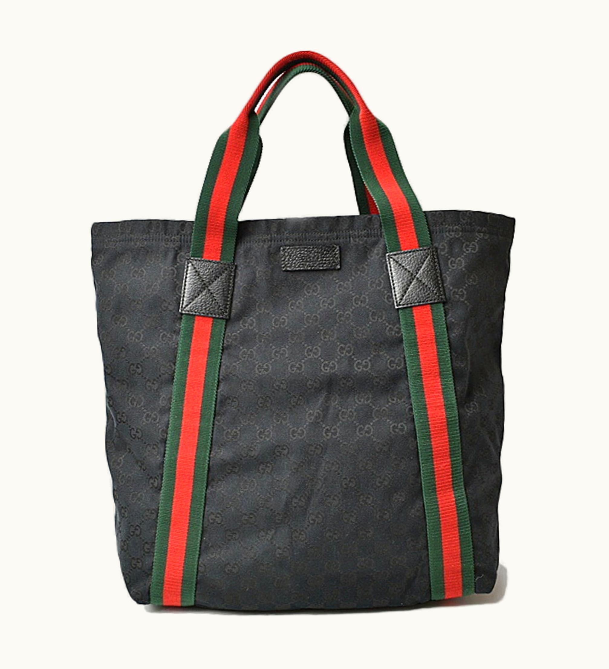 Gucci Gucci 189669 Sherry Line Tote Bag Black GG Canvas