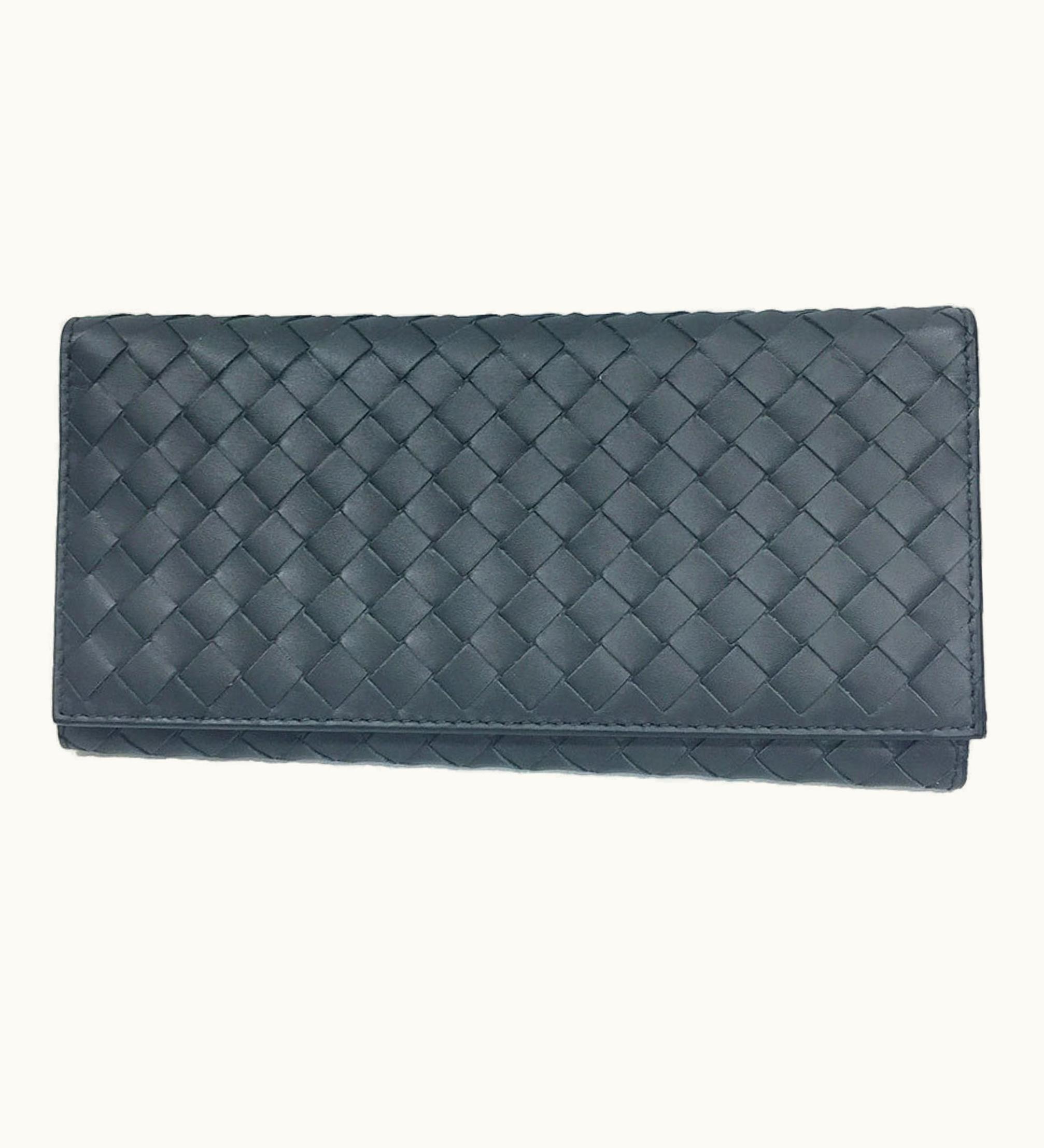 Bottega Veneta Bottega Veneta 442556 Intrecciato Long Wallet Gray Men's Bottega