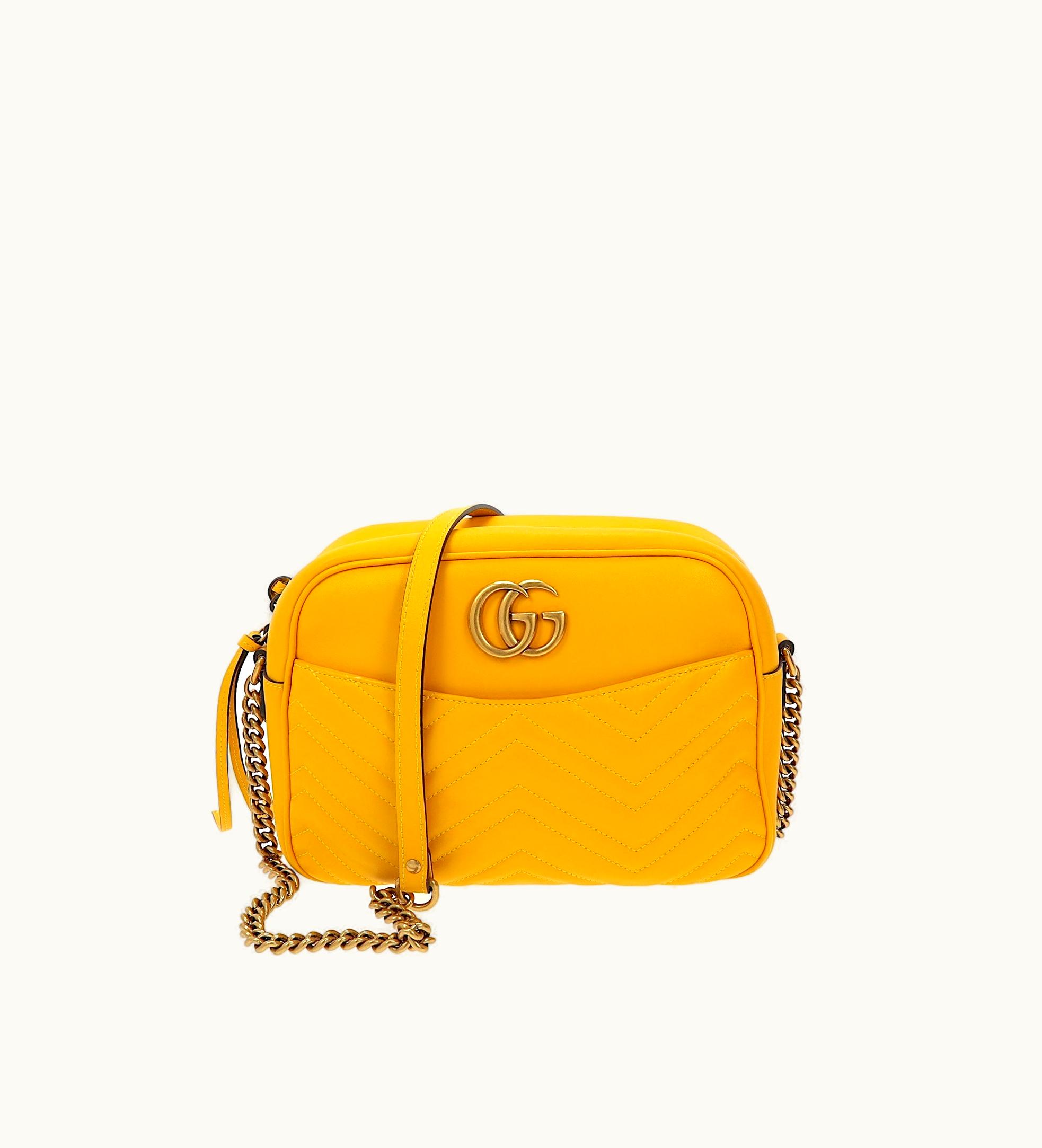 Gucci Gucci Marmont Shoulder Bag In Yellow Leather