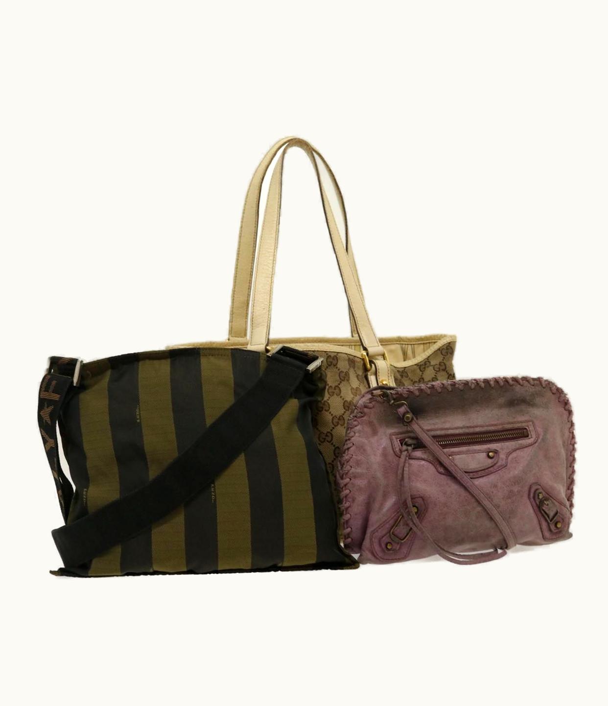 Fendi Fendi Gucci Fendi Balenciaga Shoulder Bag 3Set Beige Purple Black