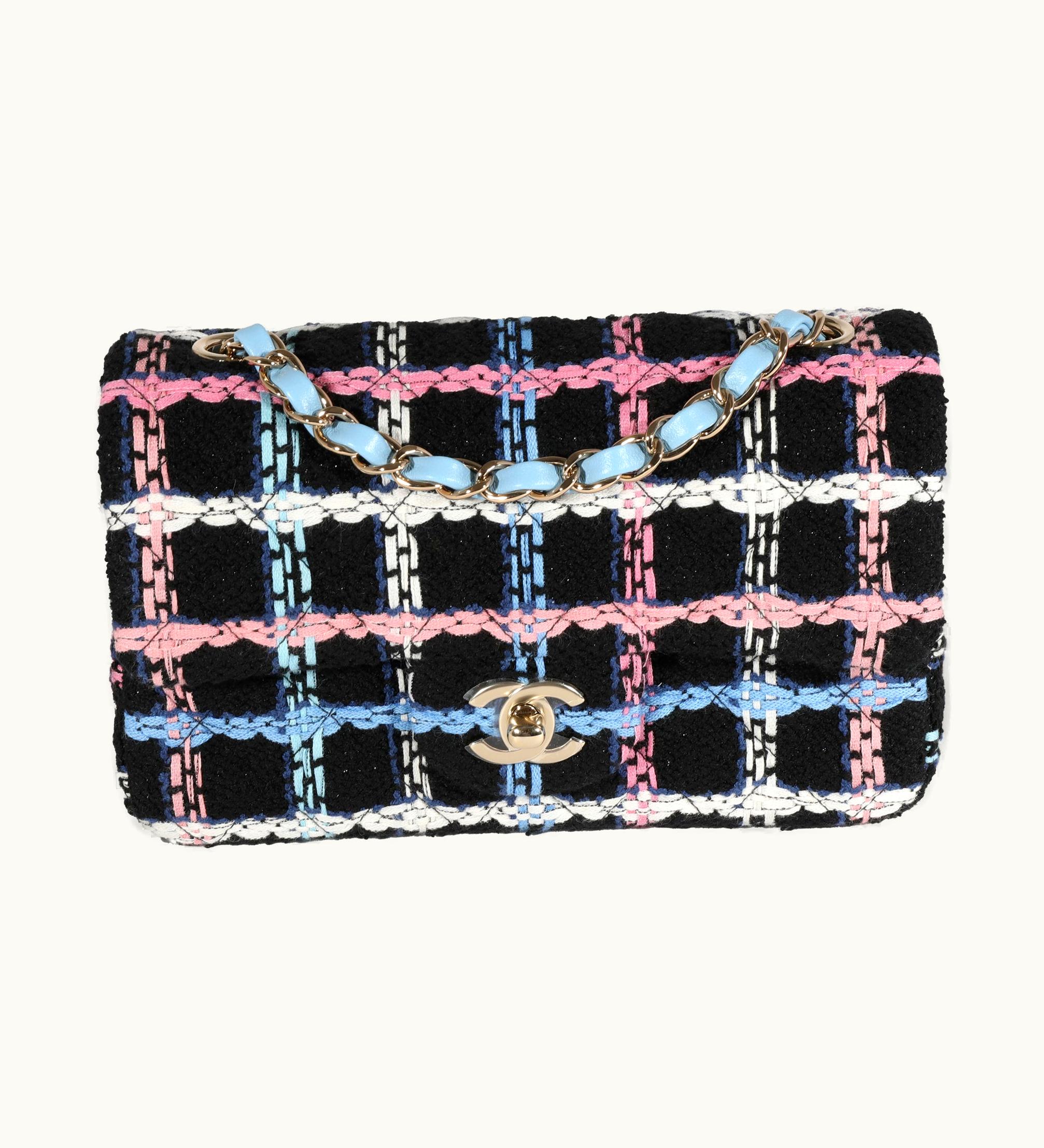 Chanel Chanel Tweed Flap Mini Crossbody Bag Navy Blue Sparkle