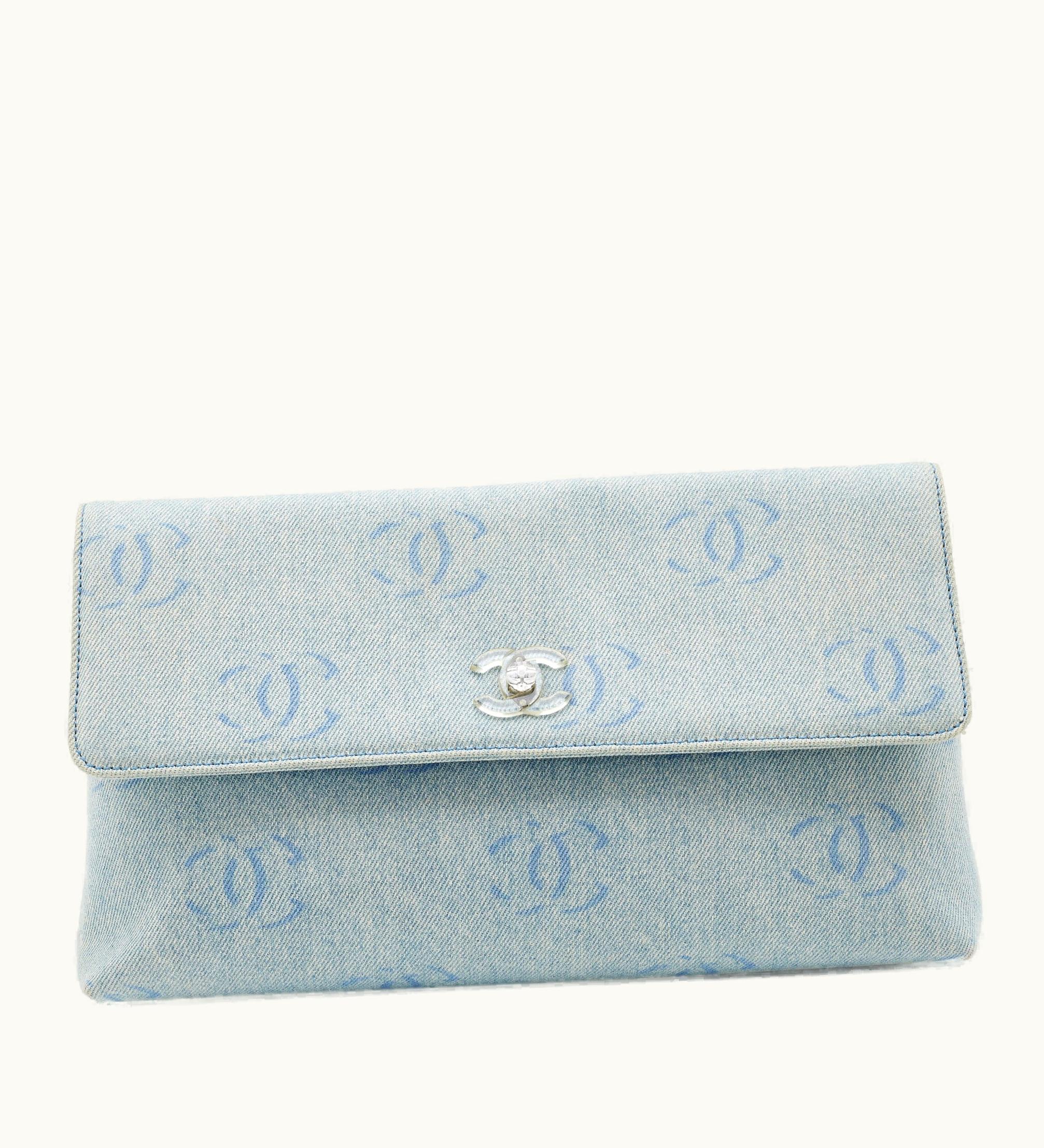 Chanel Chanel Blue CC Signature Denim Vintage Clutch