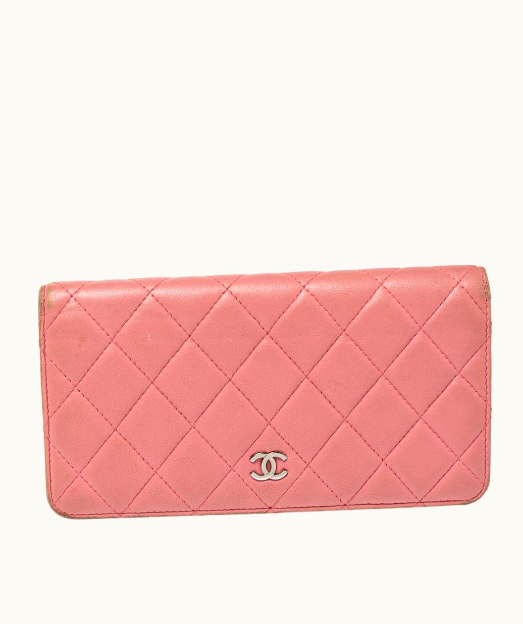Chanel Chanel Pink Quilted Leather L Yen Continental Wallet