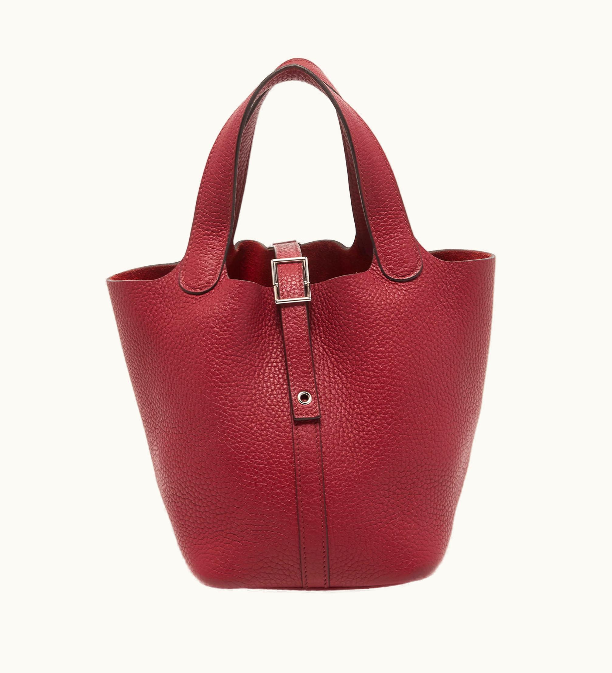 Hermès Hermès Rouge Grenat Clemence Leather Picotin Lock 18 Bag