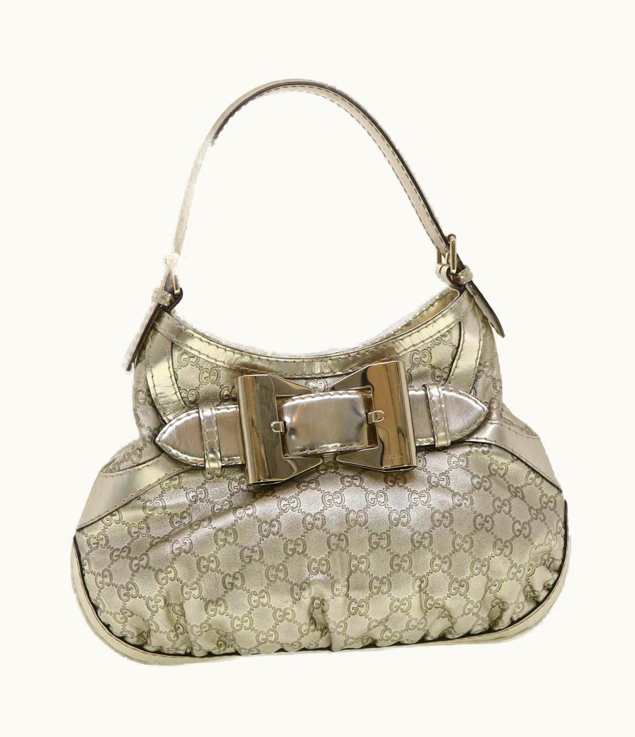 Gucci Gucci Shima Shoulder Bag Leather Champagne Gold 189885