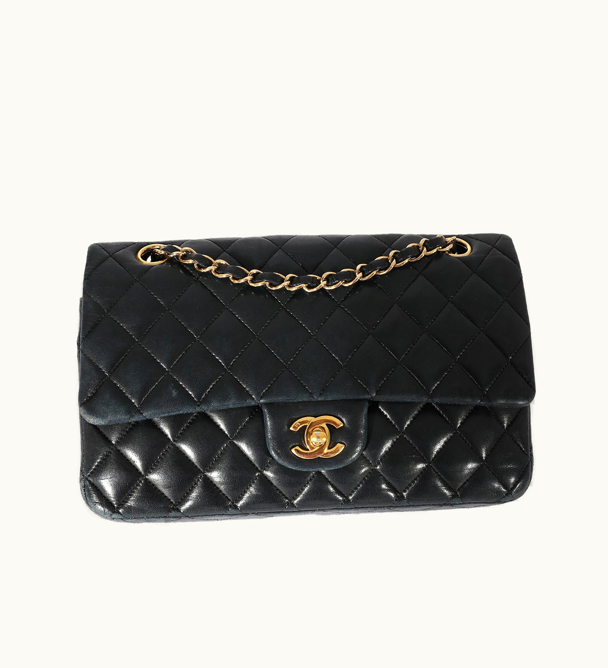 Chanel Chanel Classic Double Flap Quilted Lambskin Shoulder Bag Black