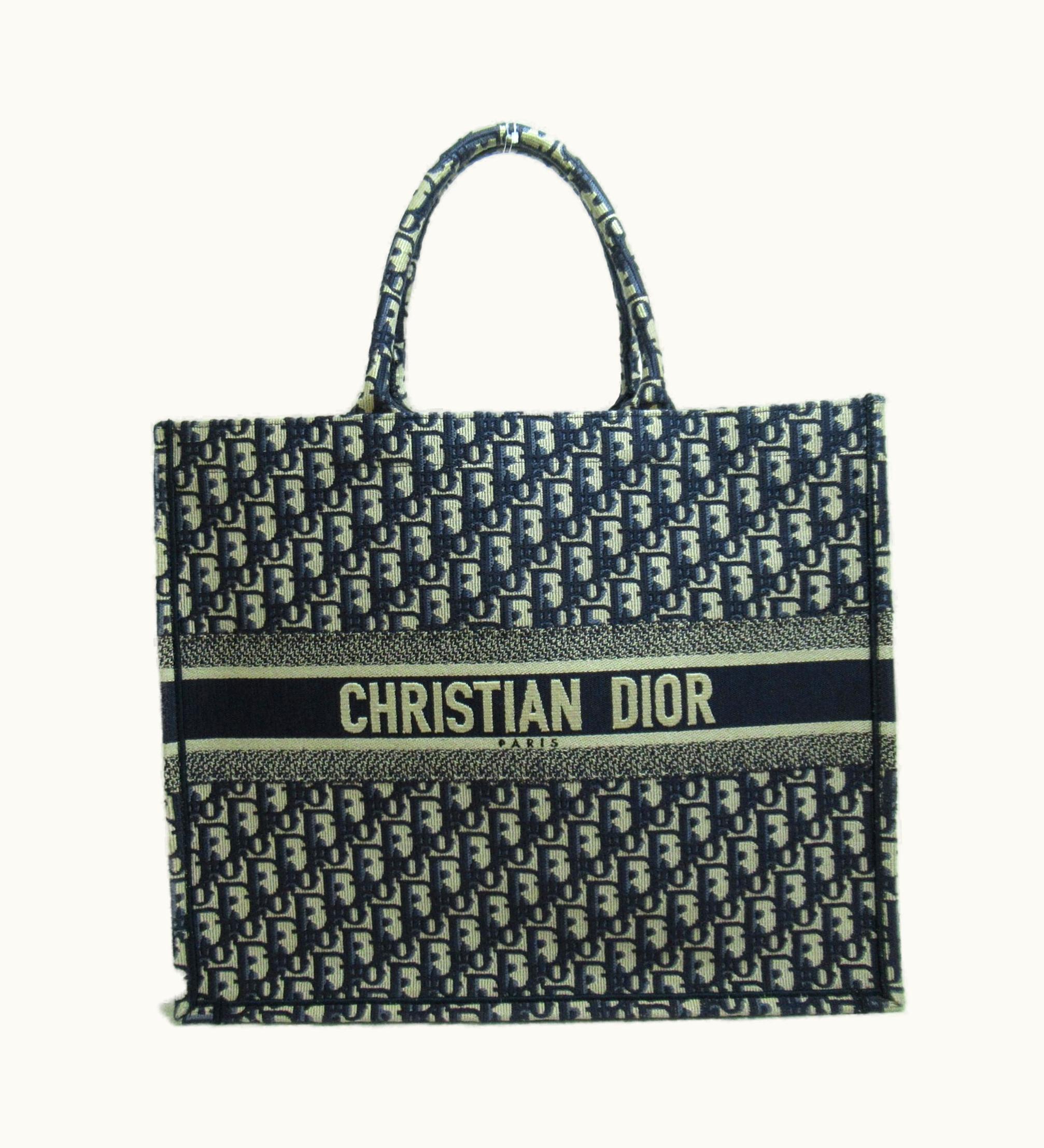 Dior Dior Book Tote Large Shoulder Bag Navy Canvas Oblique Canvas M1286Zriw