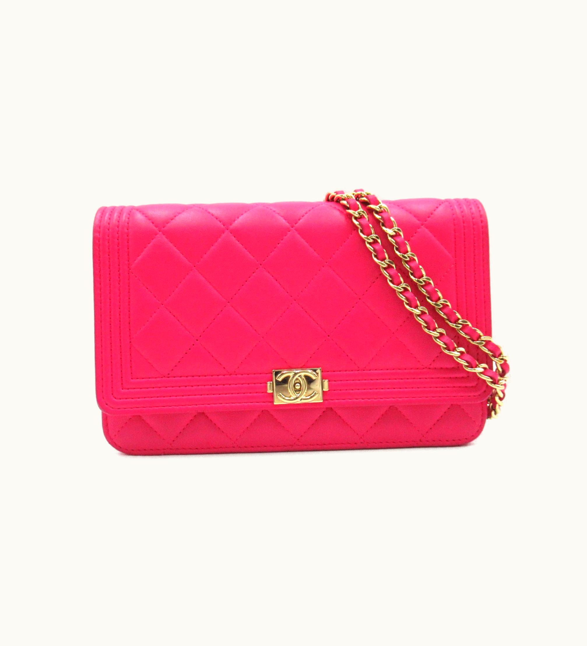 Chanel Chanel Boy Matelasse Chain Wallet Pink