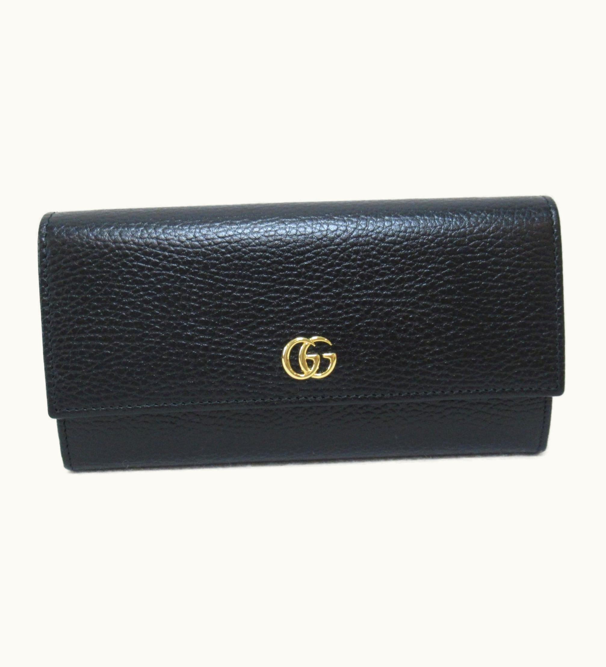 Gucci Gucci GG Marmont Leather Continental Wallet Purse Black Leather 735781