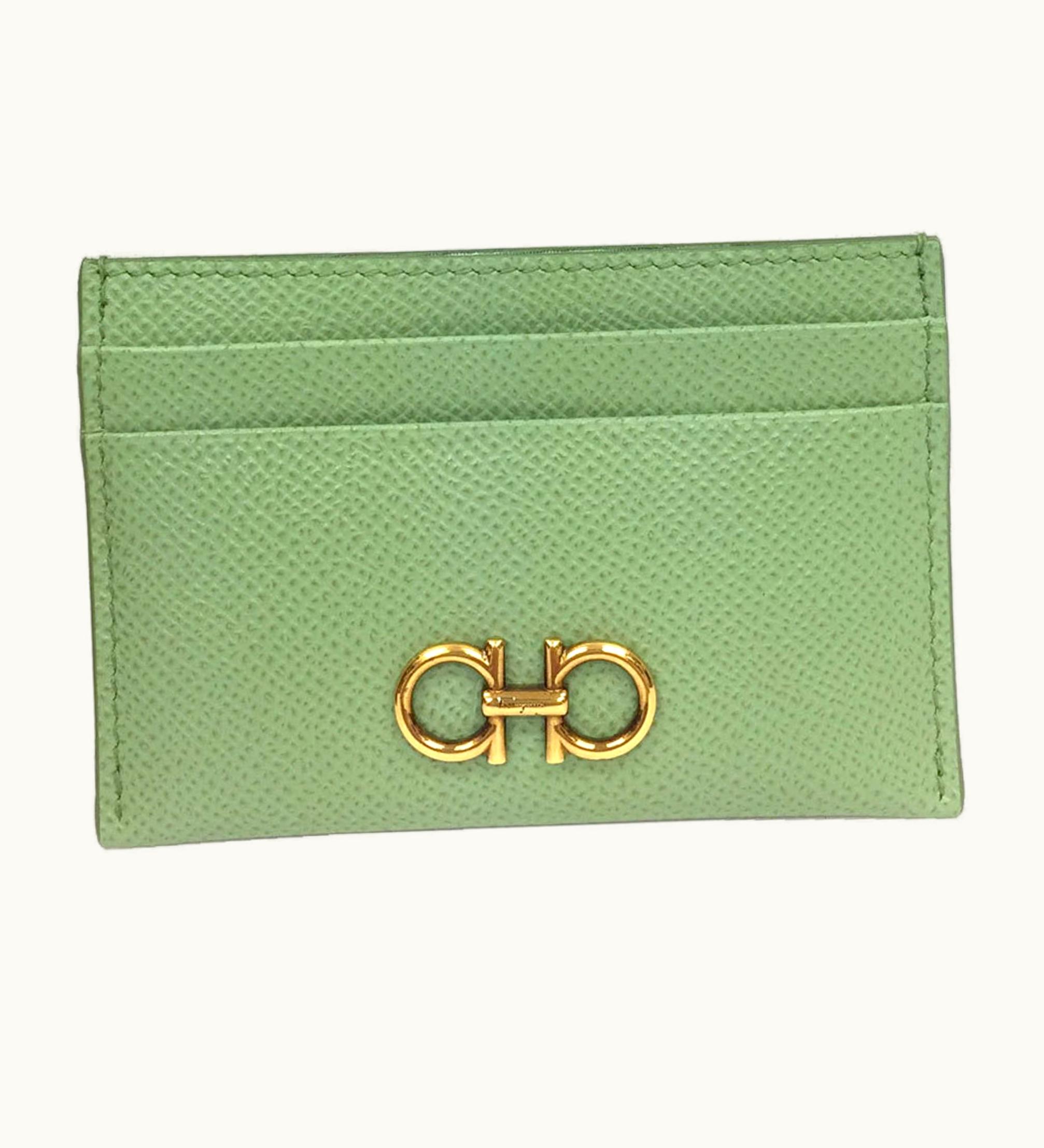Salvatore Ferragamo Salvatore Ferragamo Card Case Business Holder Gancio Green Ladies 220007 Wallet