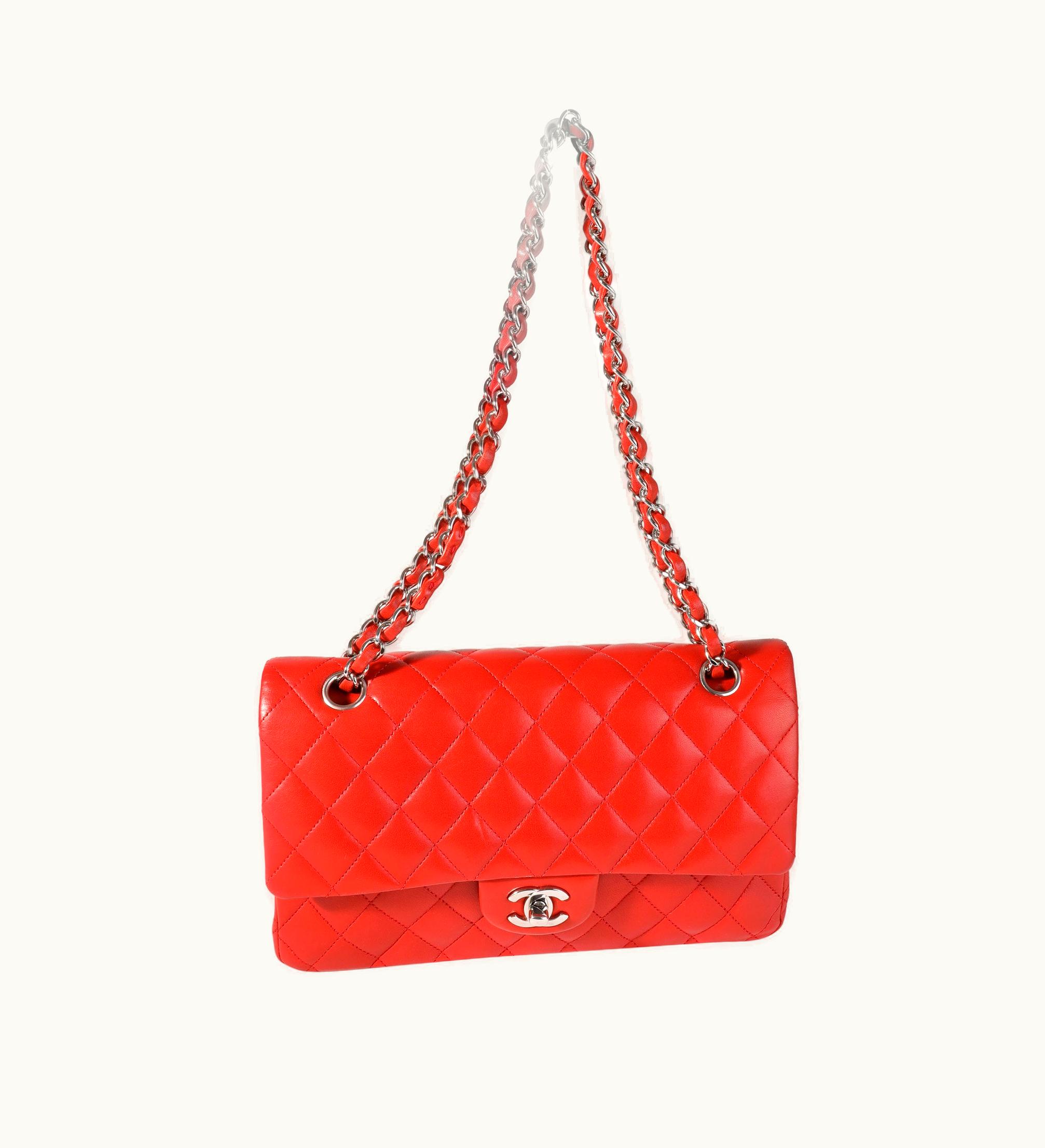 Chanel Chanel Classic Double Flap Shoulder Bag in Red Lambskin