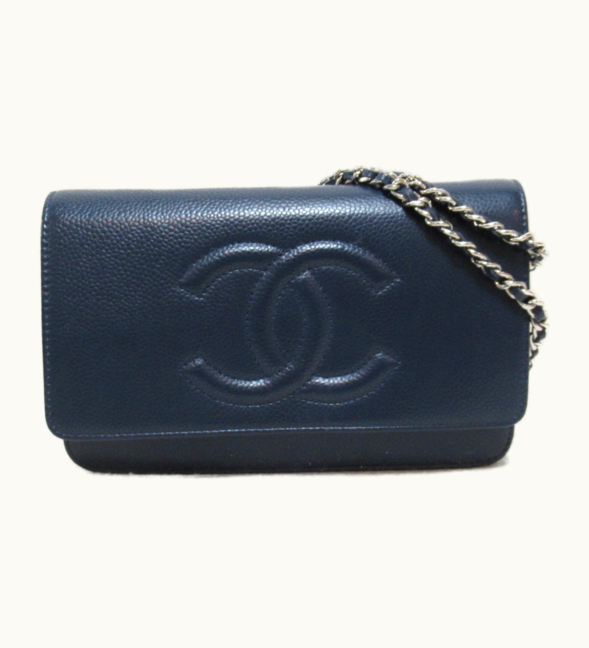 Chanel Chanel Chain Wallet Shoulder Bag Navy Caviar Skin [Grained Calf]