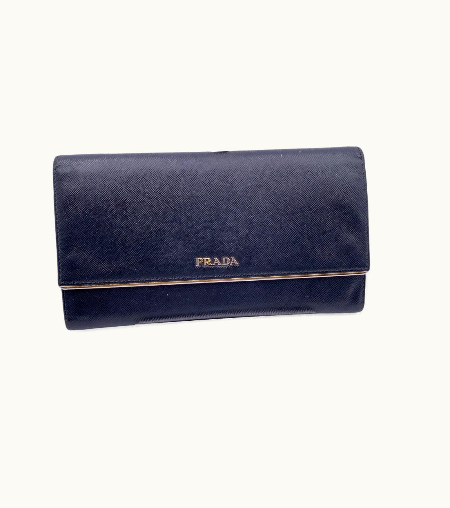 Prada Prada Black Saffiano Leather Large Contnental Wallet 1Mh311