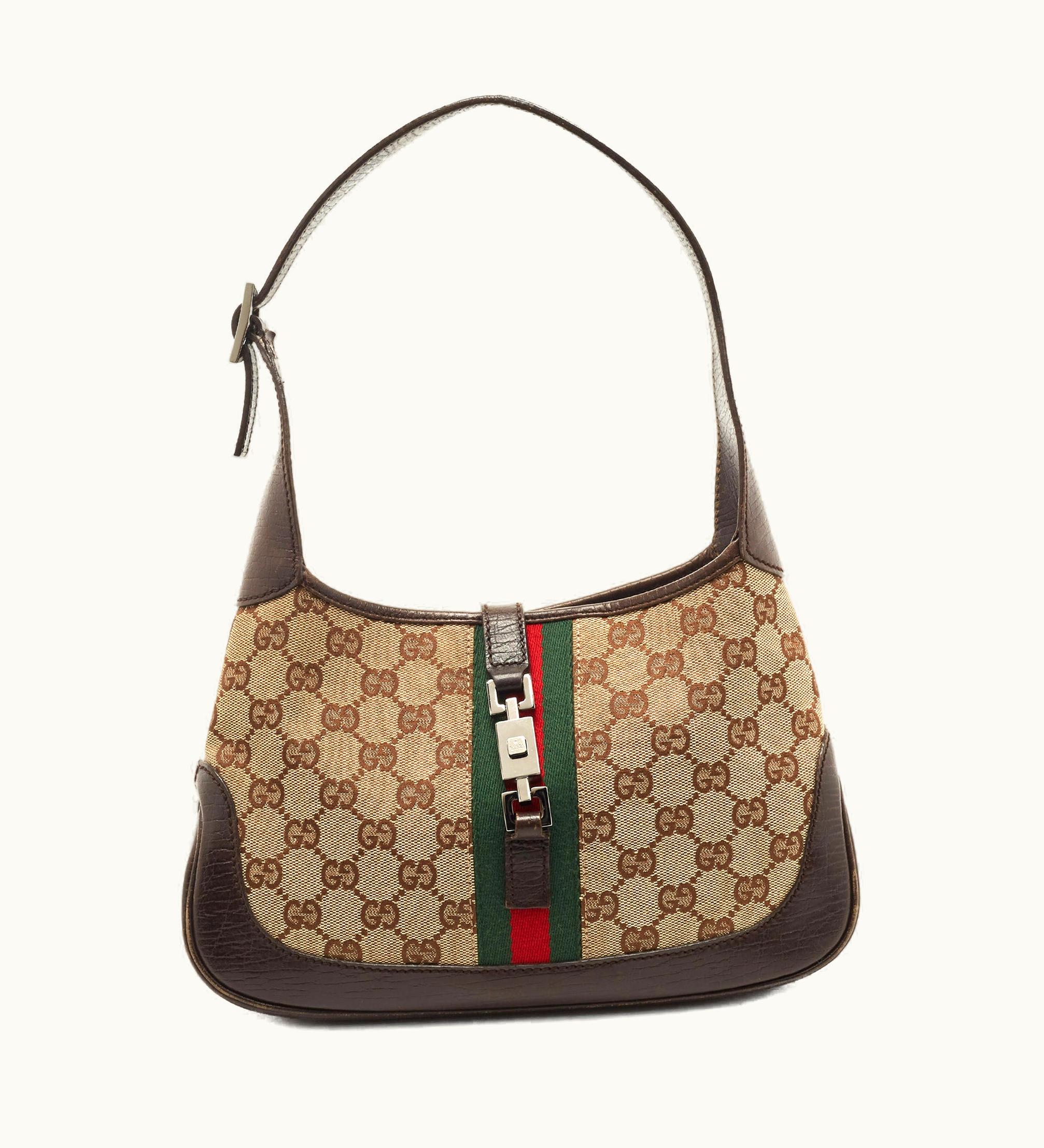 Gucci Gucci Brown/Beige GG Canvas And Leather Jackie O Hobo