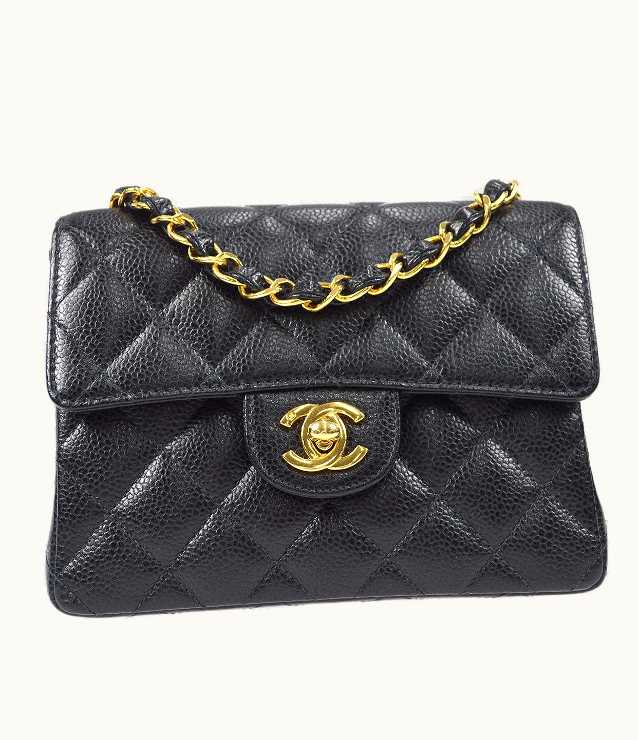 Chanel Chanel Classic Flap Mini Square Chain Shoulder Bag Black Caviar 58067