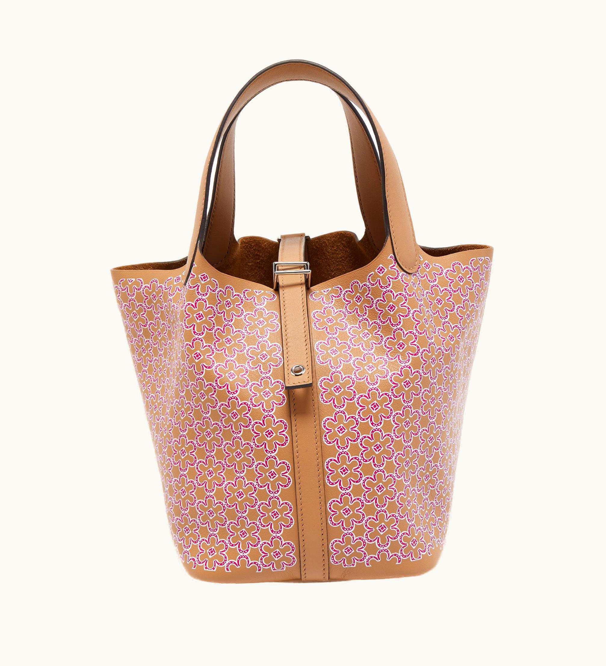 Hermès Hermès Chai/Rose/White Swift Leather Lucky Daisy Picotin Lock 18 Bag