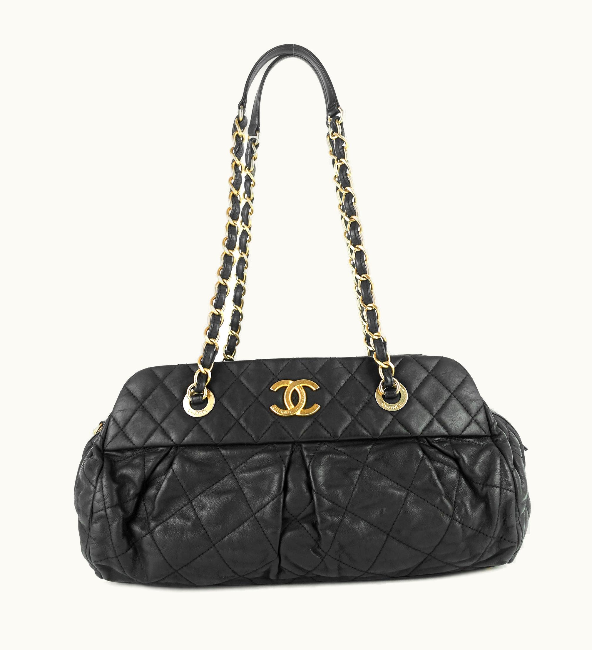 Chanel Chanel Chic Quilted Iridescent Calfskin Leather Bowling Bag
