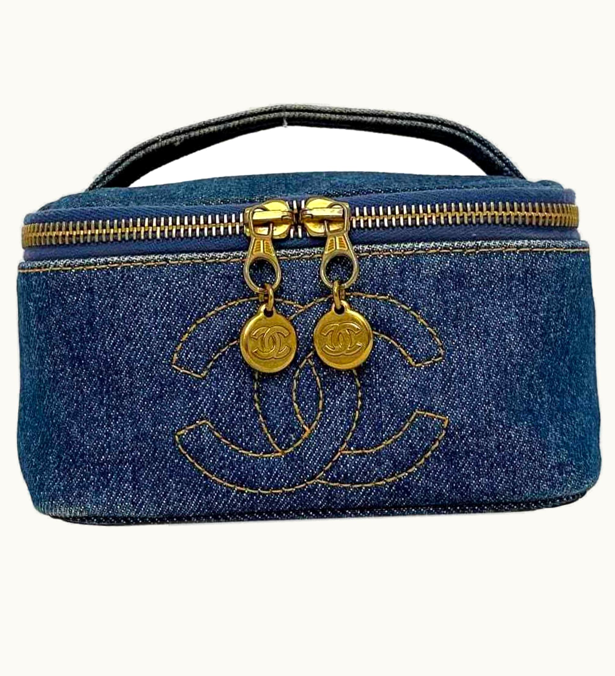 Chanel Chanel Handbag Vanity Cocomark A07058 Canvas Leather Gp 4Th