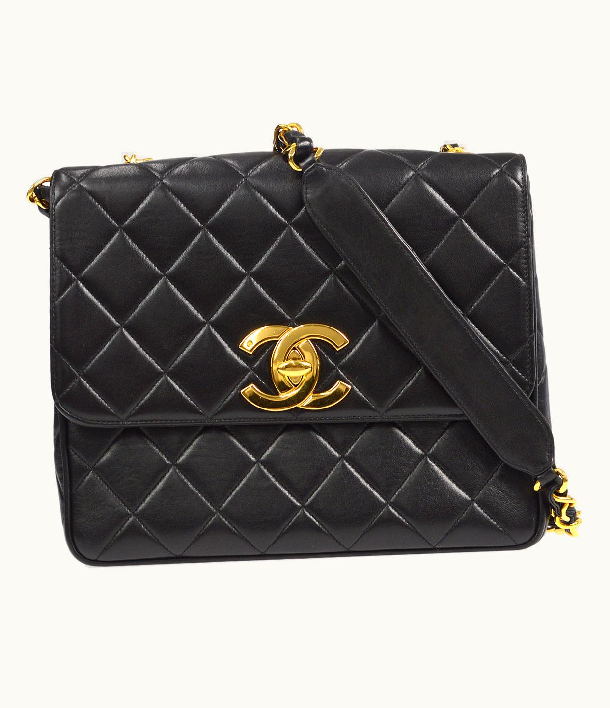 Chanel Chanel Classic Flap Single Chain Shoulder Bag Black Lambskin 58094