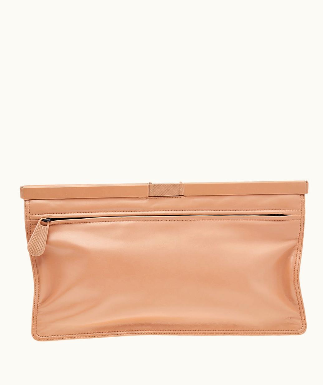 Bottega Veneta Bottega Veneta Beige Leather Oversized Clutch